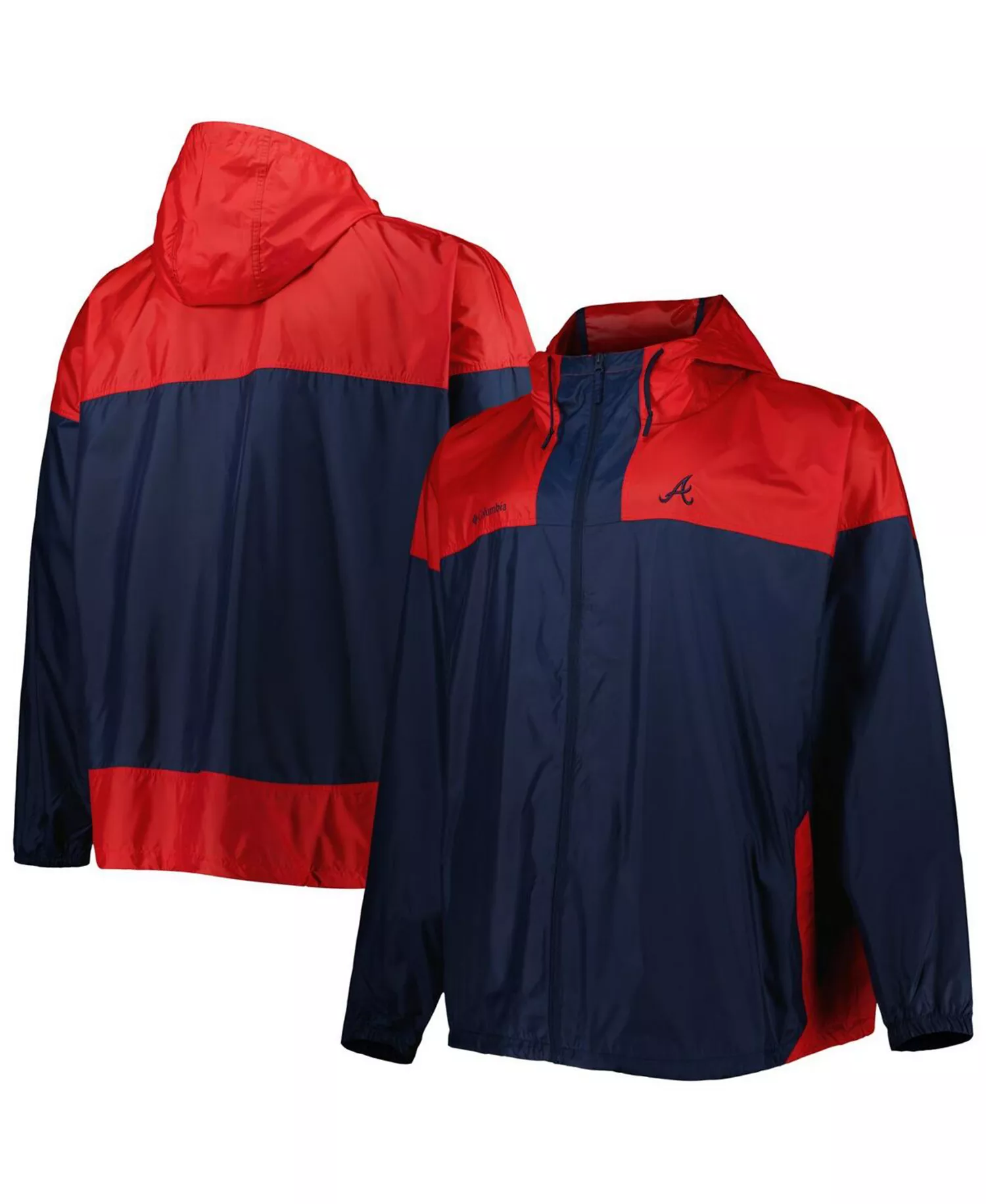 Men's Navy Atlanta Braves Flash Forward Challenger Big and Tall Omni-Shade Full-Zip Windbreaker - Navy - 1XB