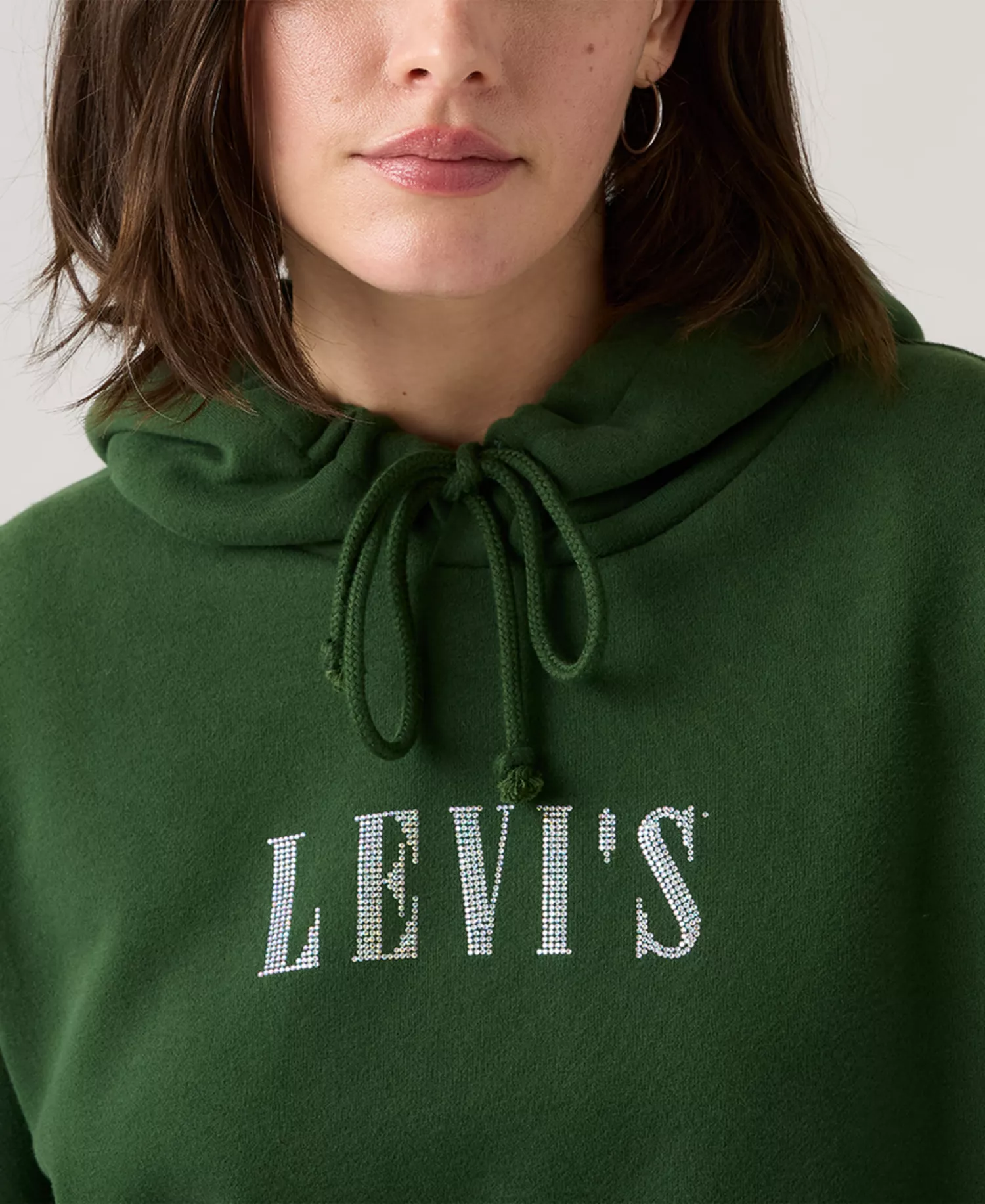 Women's Rhinestone Graphic Everyday Hoodie - Hoodie Rhinestone Serif Logo Mountain View - S