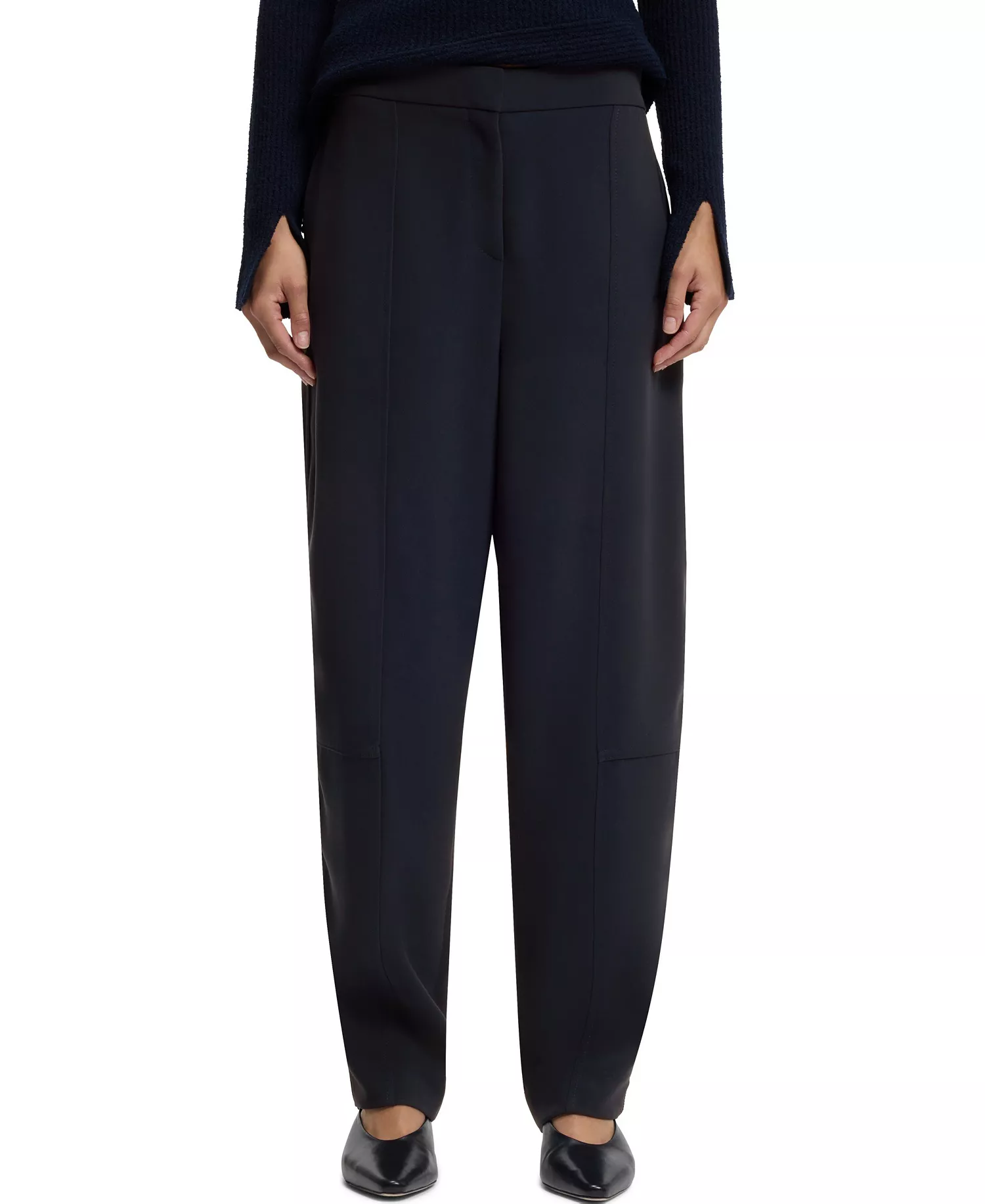BOSS by Women's Wrinkle-Resistant Crepe Relaxed-Fit Pants - Dark Blue - 0