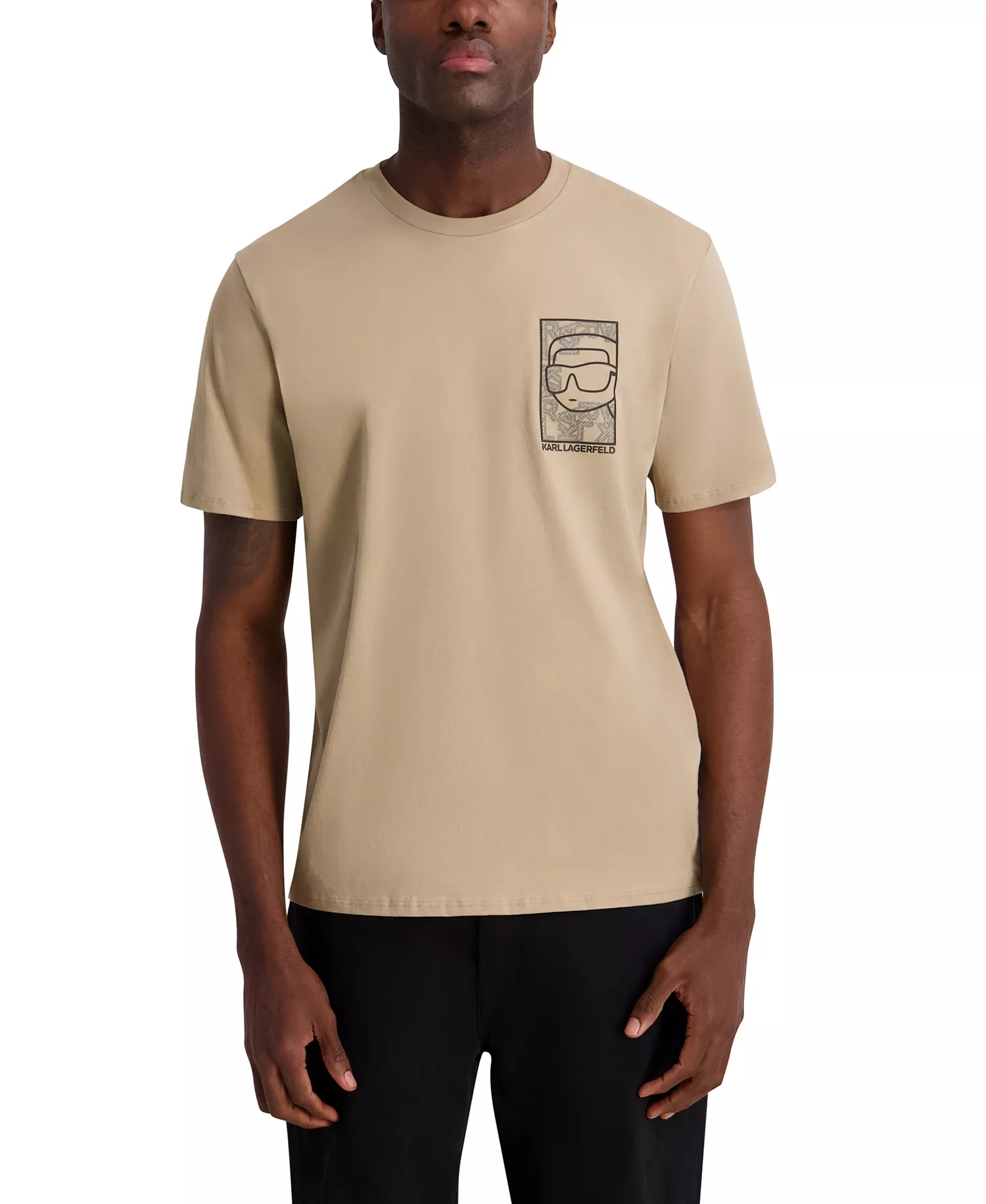 Men's Rubberized Textured Printed T-Shirt - Beige - 2XL