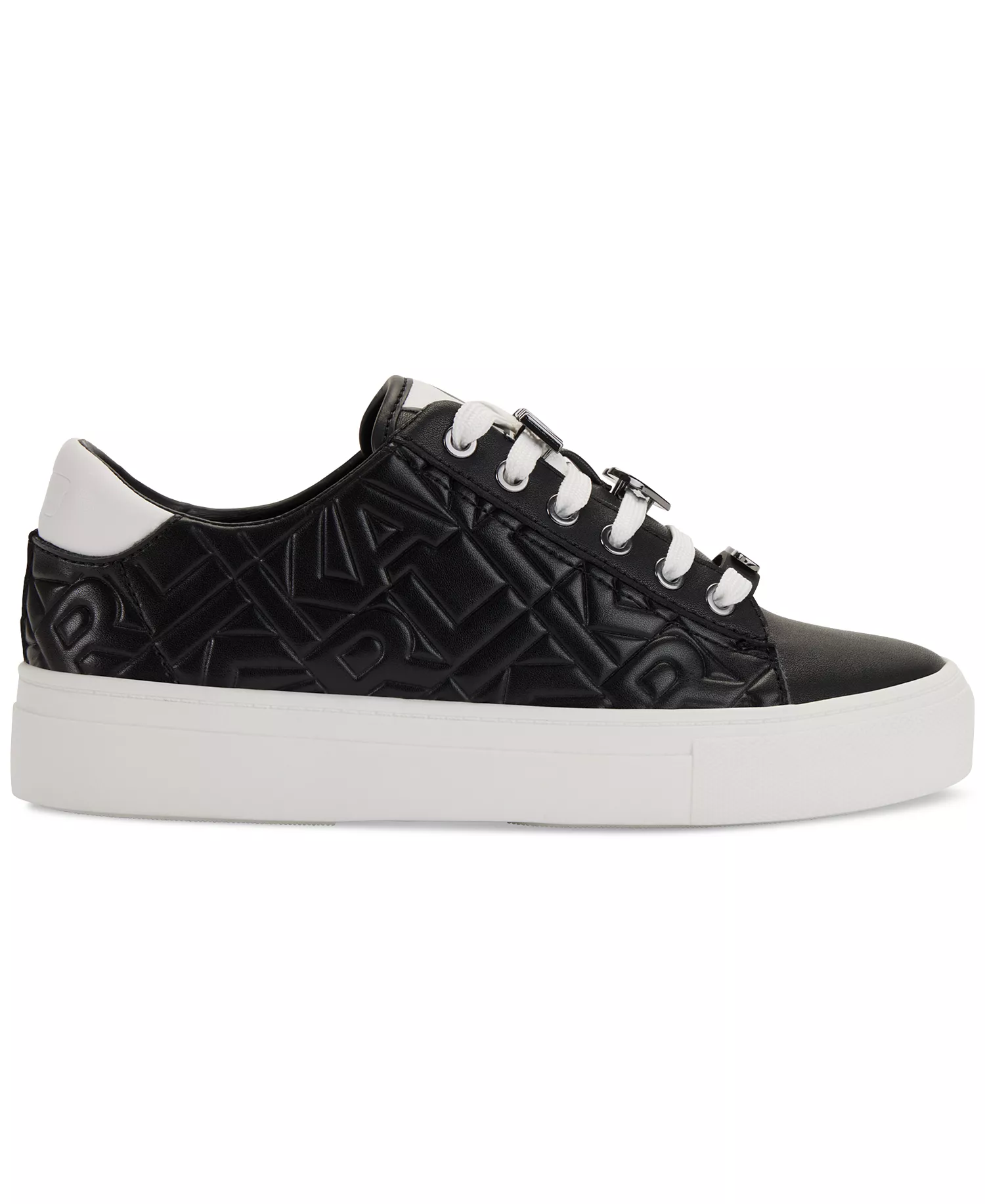 Cate Karl Box Lace-Up Low-Top Sneakers - Black/ Bright White - 5.5M