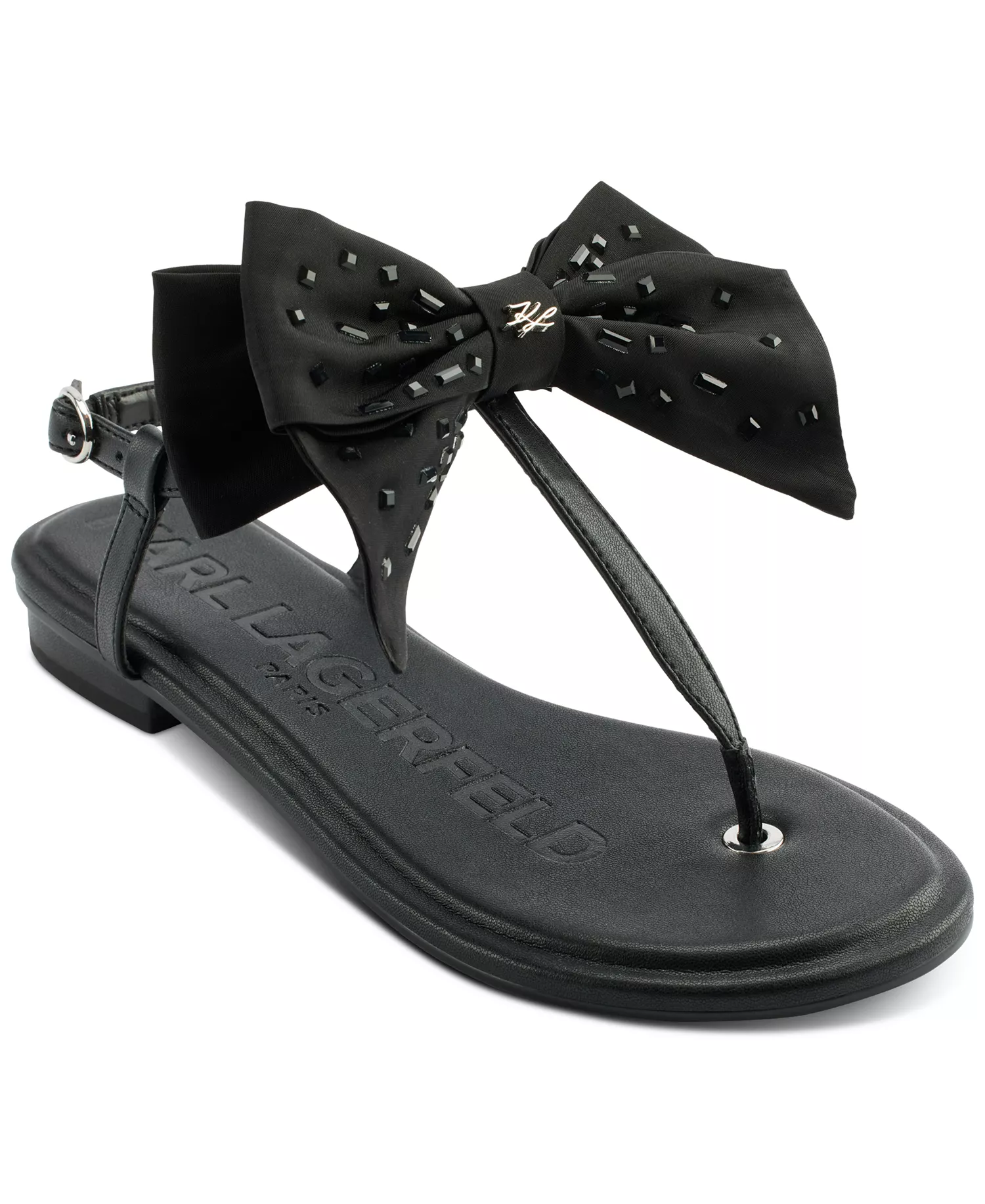 Women's Cristi Bow Flat Sandals - Black - 10M