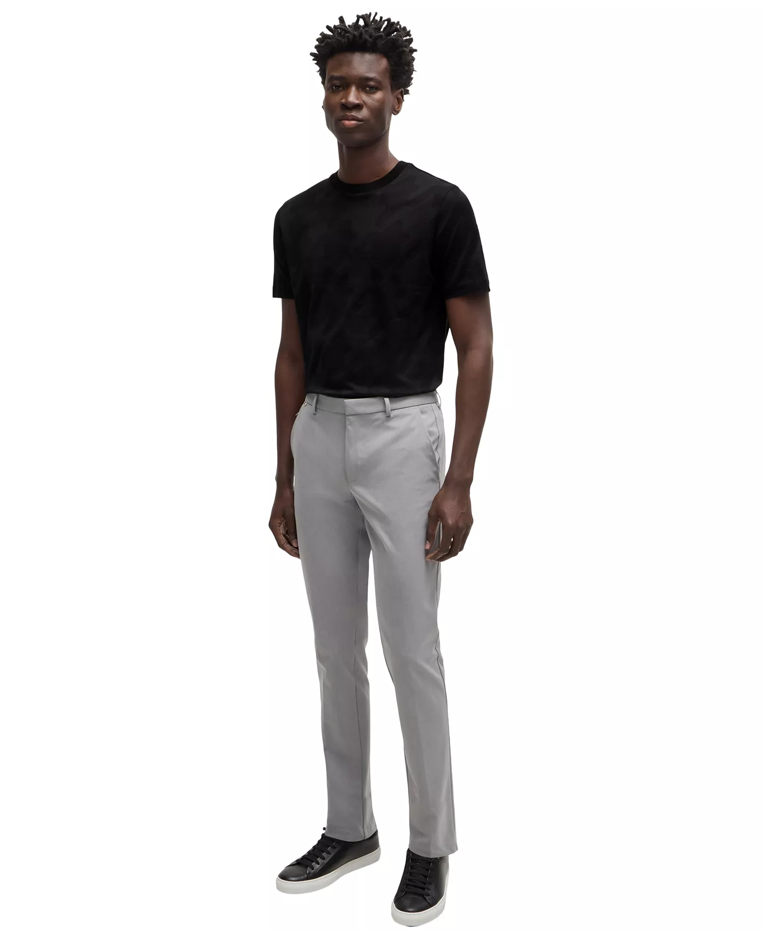 Men's Houndstooth Jacquard T-Shirt - Black - L