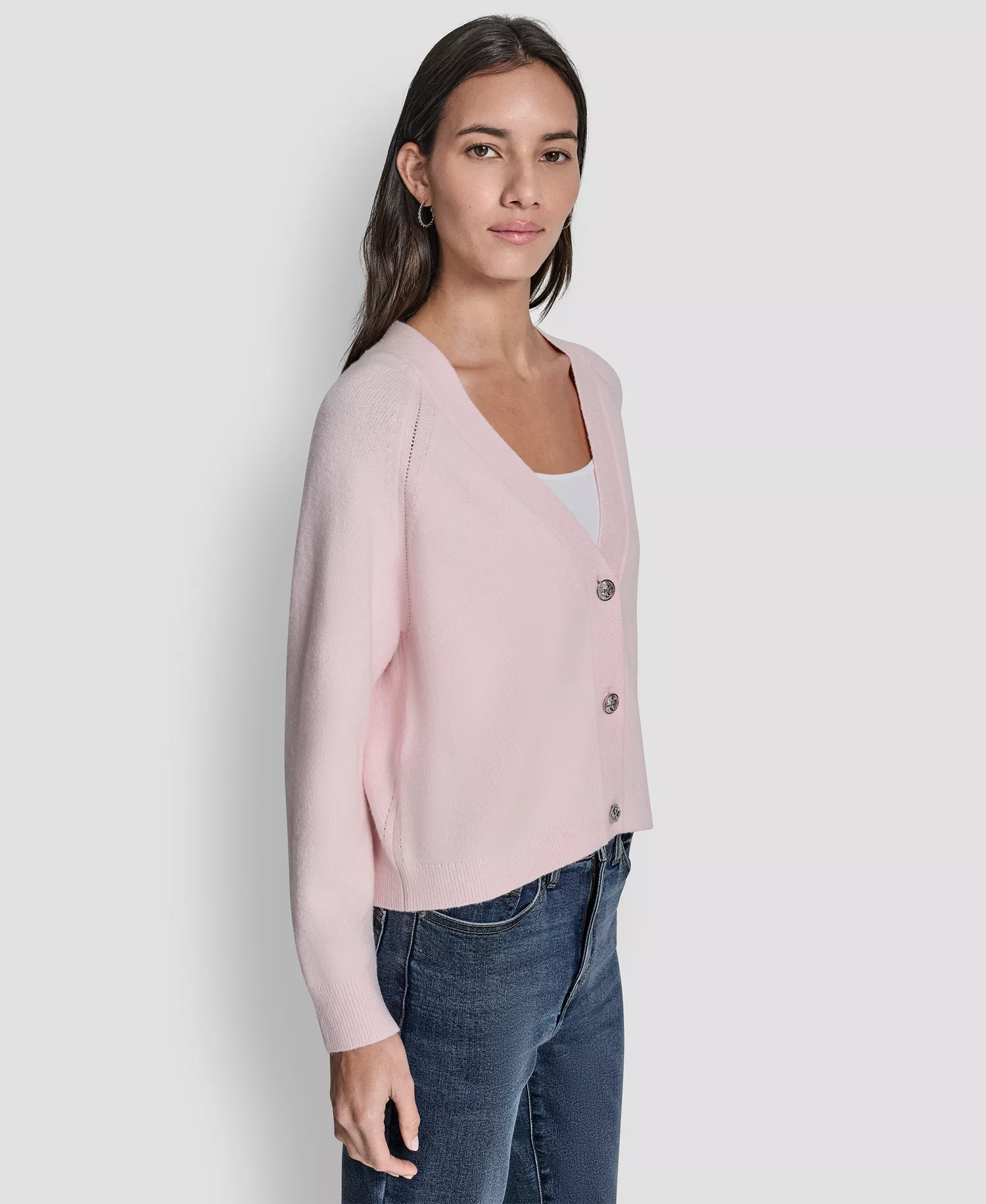 Petite Fully Fashioned Raglan V-Neck Cardigan - Pink Moon - PL