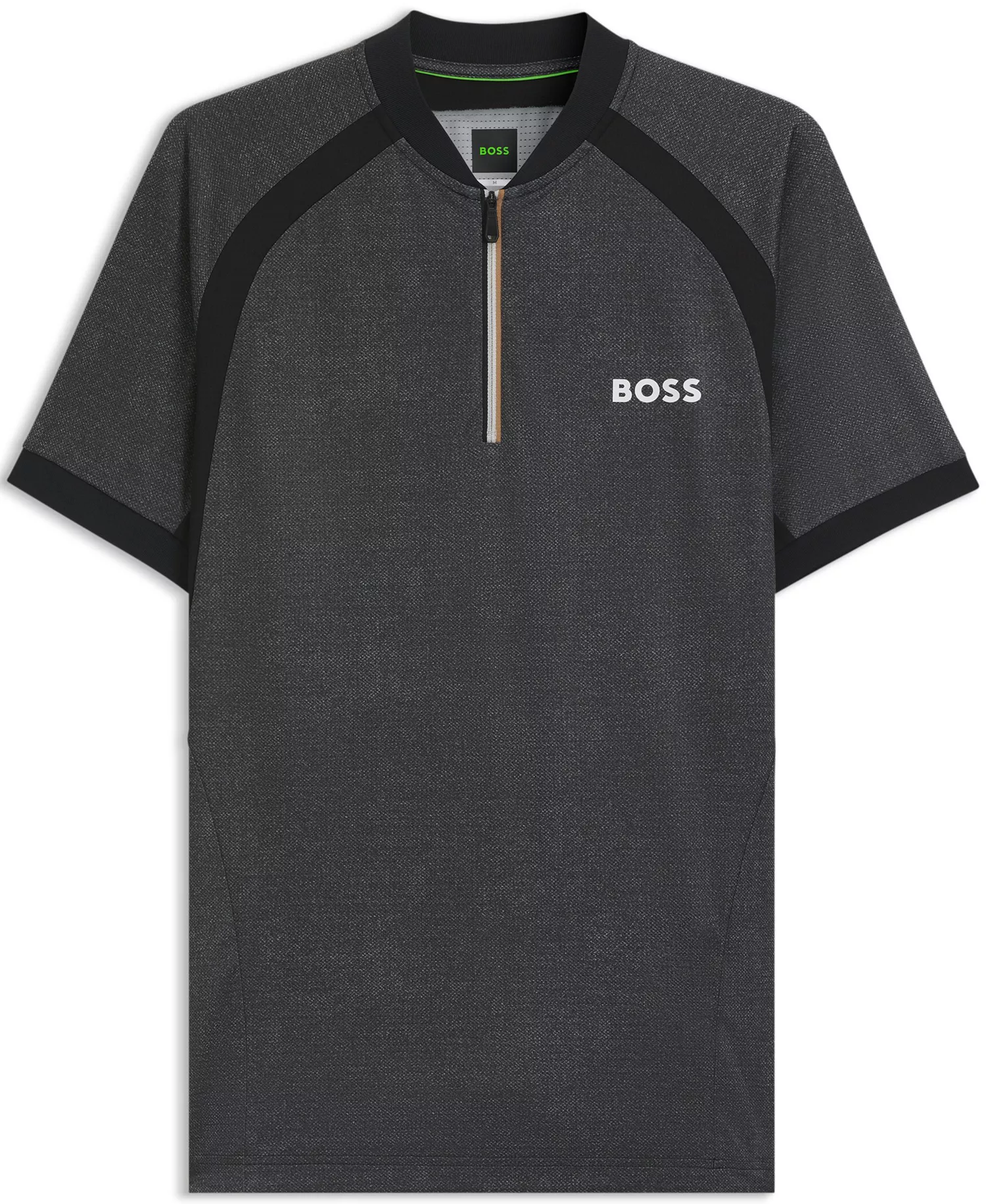 Men's Jersey Zip-Neck Slim-Fit Polo Shirt - Black - 2XL