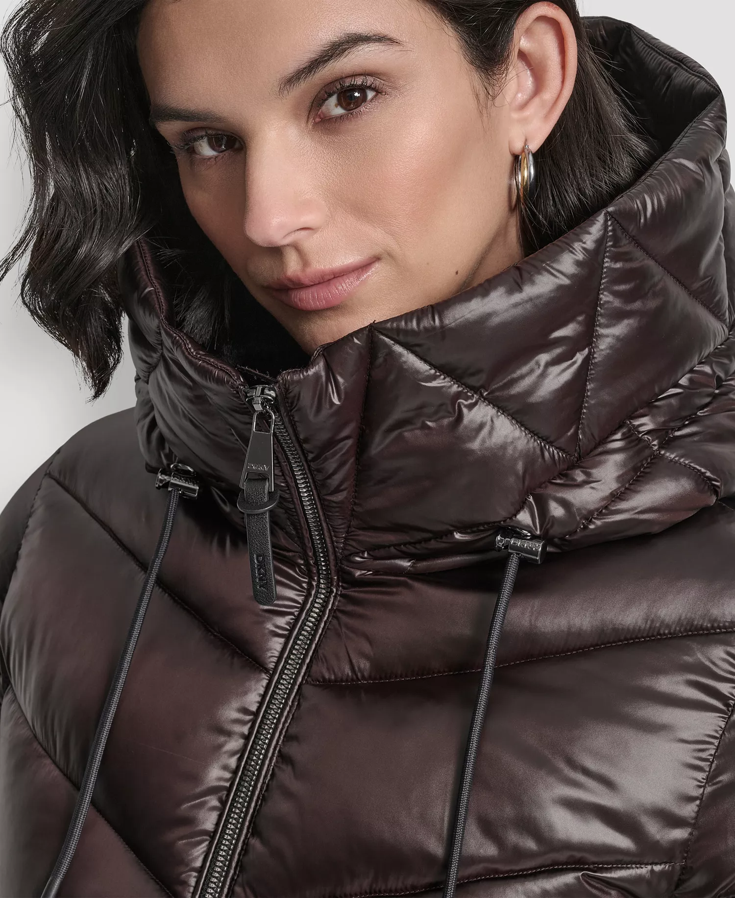 Women's Shine Hooded Puffer Coat - Bitter - L