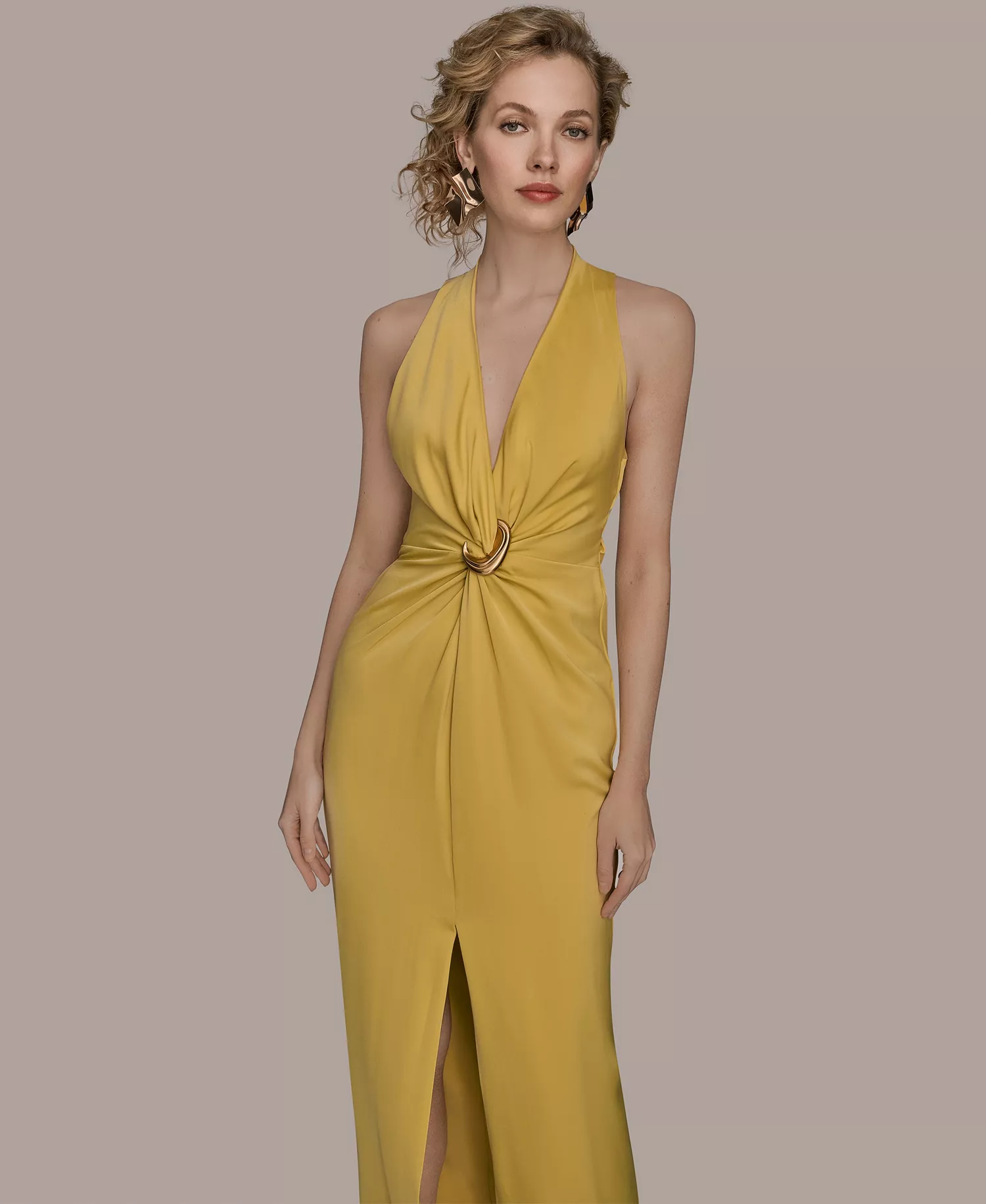 Women's V-Neck Sleeveless Dress - Chartreuse - 10