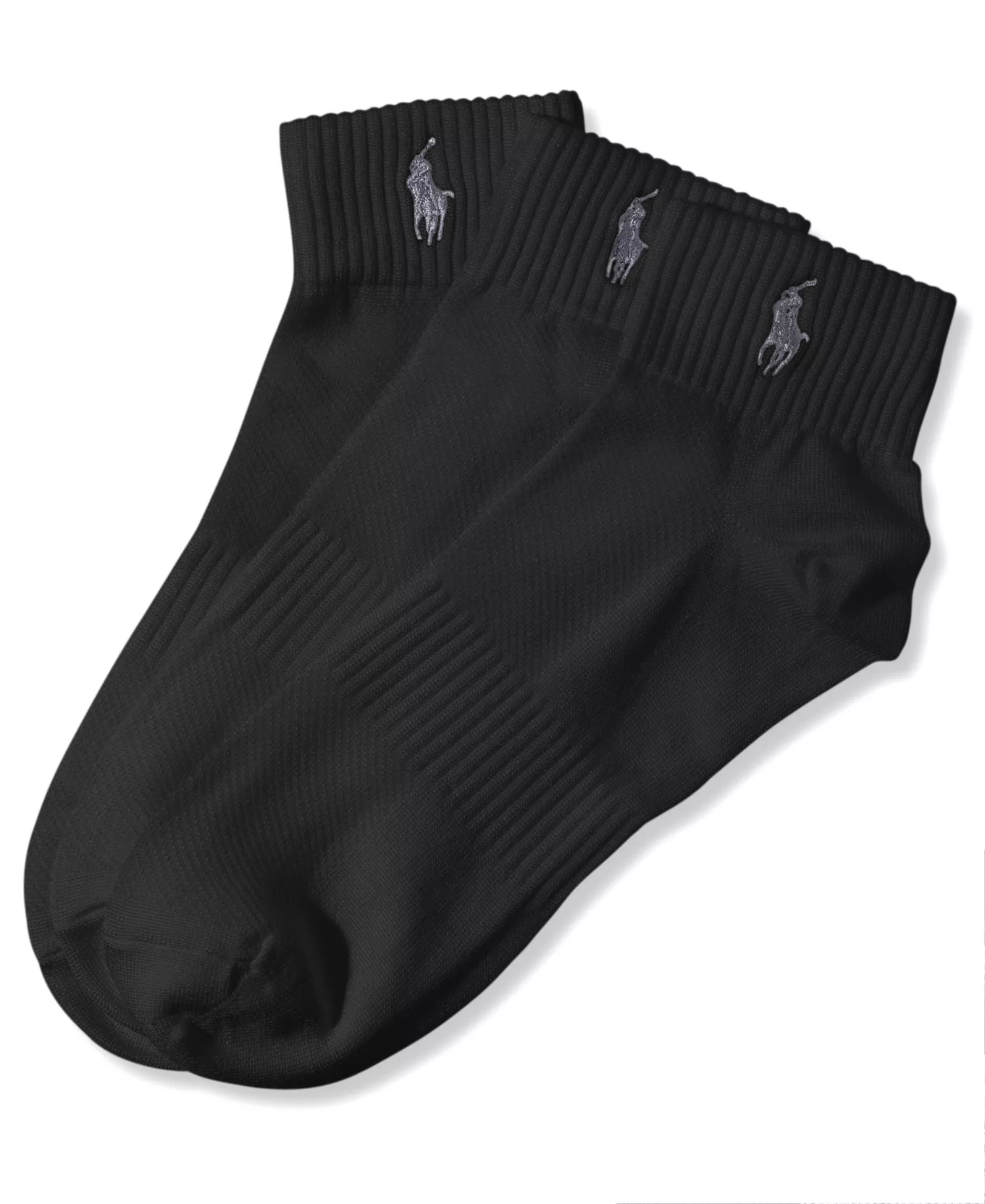 Ralph Lauren Men's 3-Pk. Technical Quarter Socks - Black - 10-13