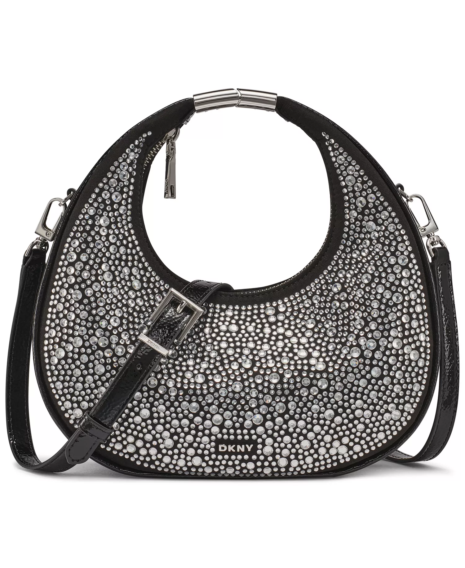 Margot Crescent Top Zip Small Crossbody Bag - Black/silver Studs - ONE SIZE