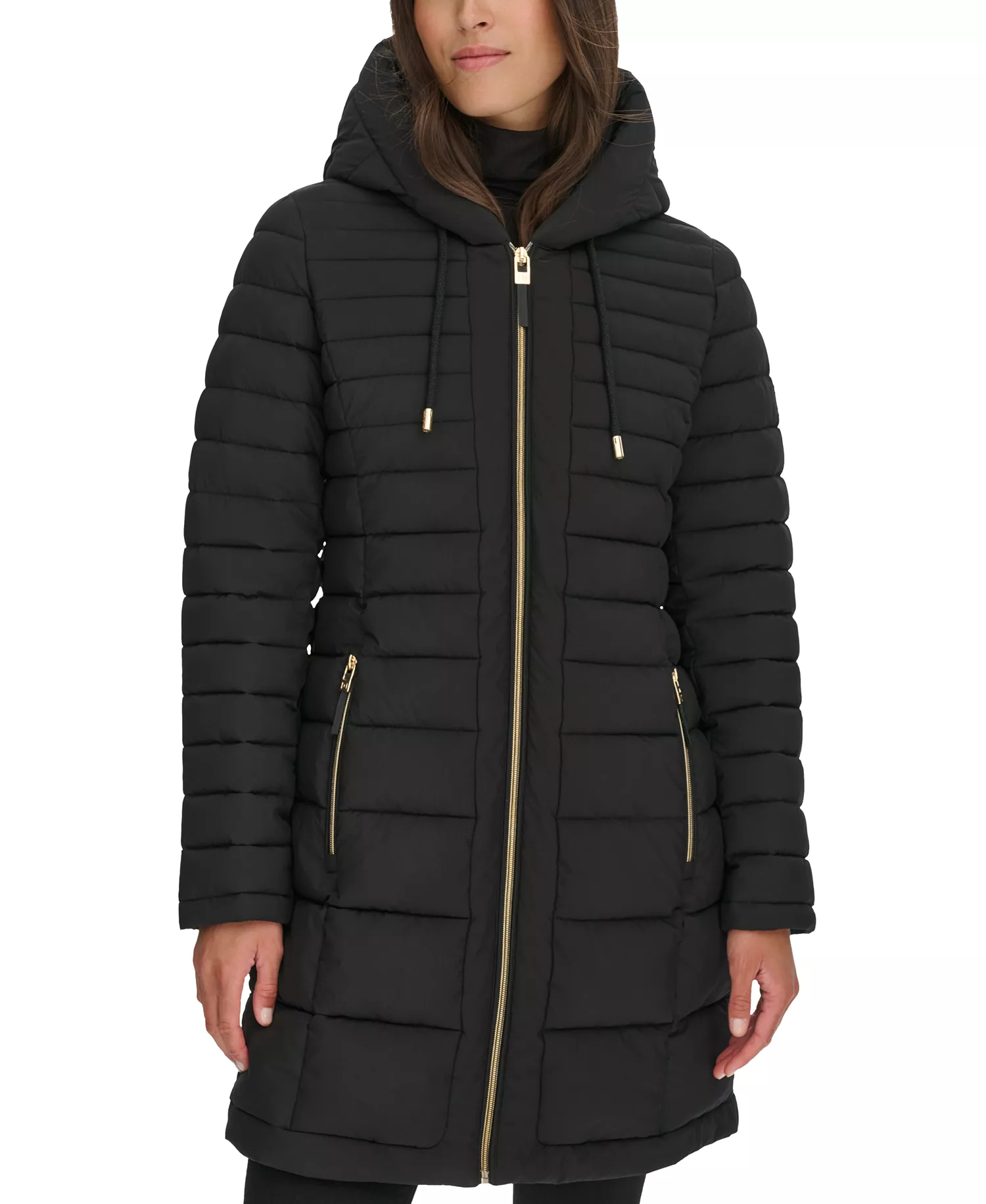 Women's Hooded Packable Puffer Coat - Black - S