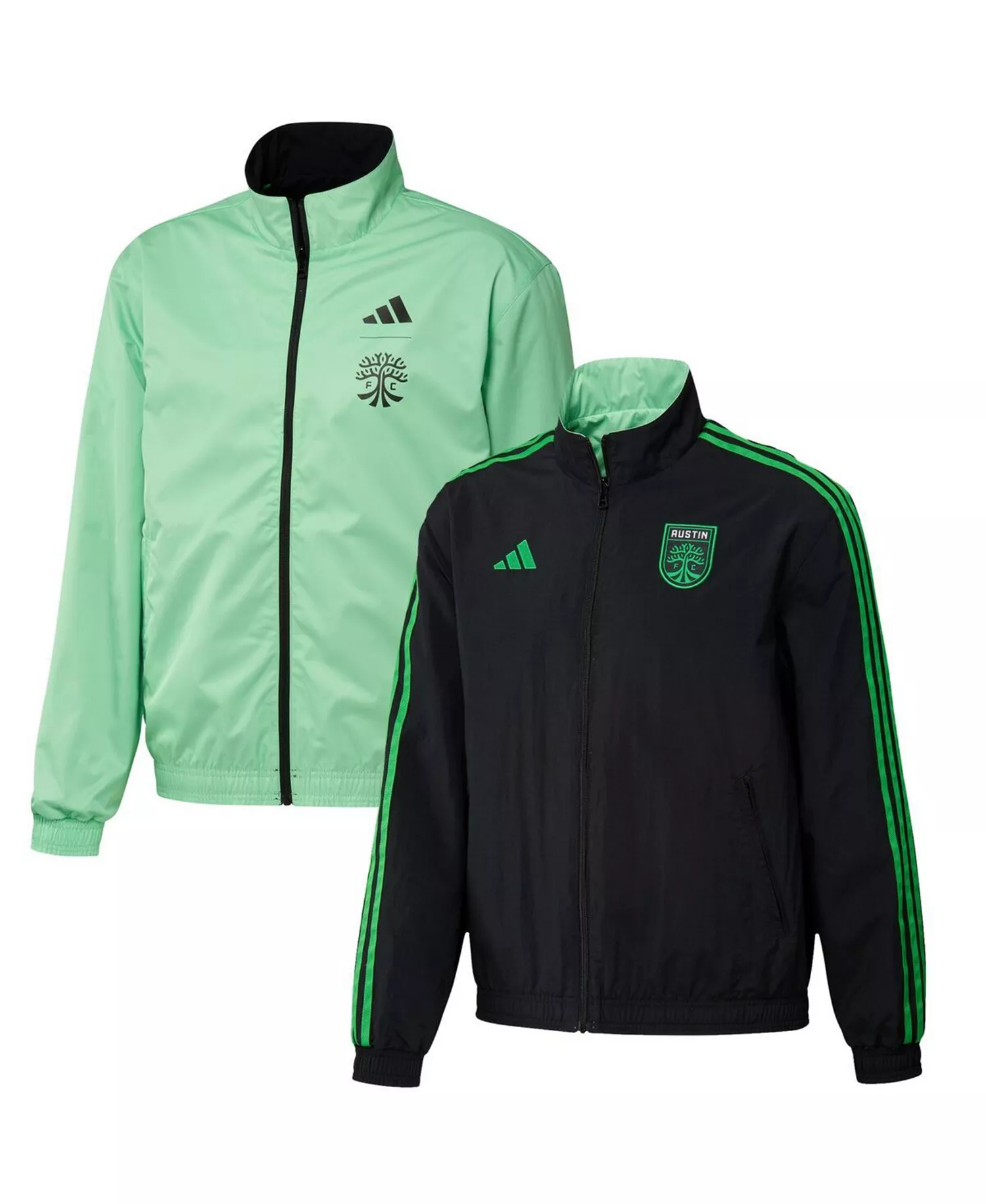 Men's Black and Green Austin FC 2023 On-Field Anthem Full-Zip Reversible Team Jacket - Black, Green - S