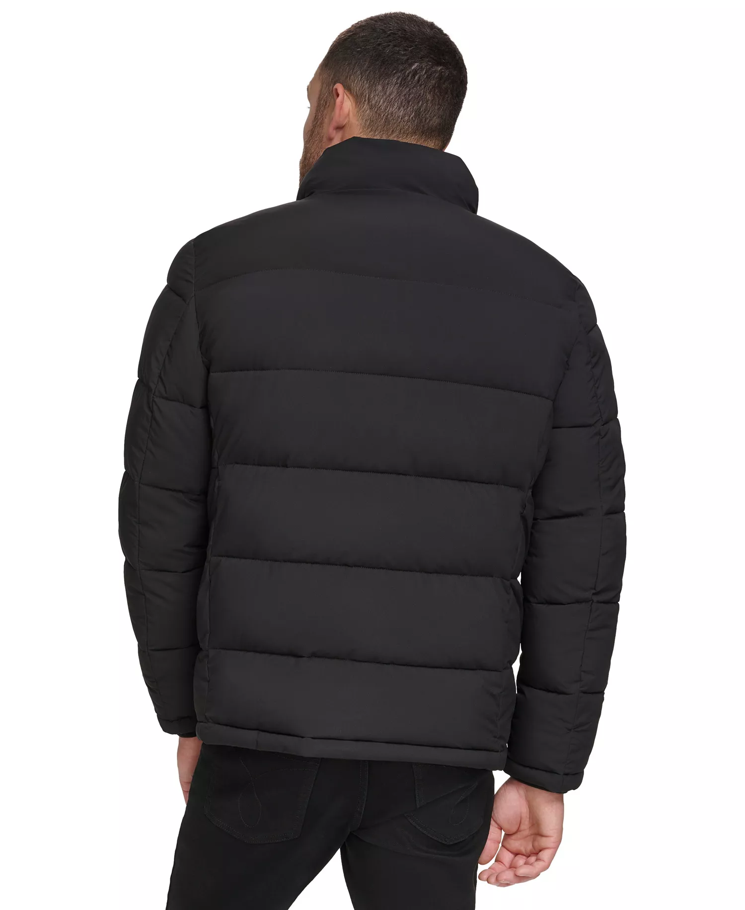 Men's Puffer With Set In Bib Detail, Created for Macy's - Black - 2XL