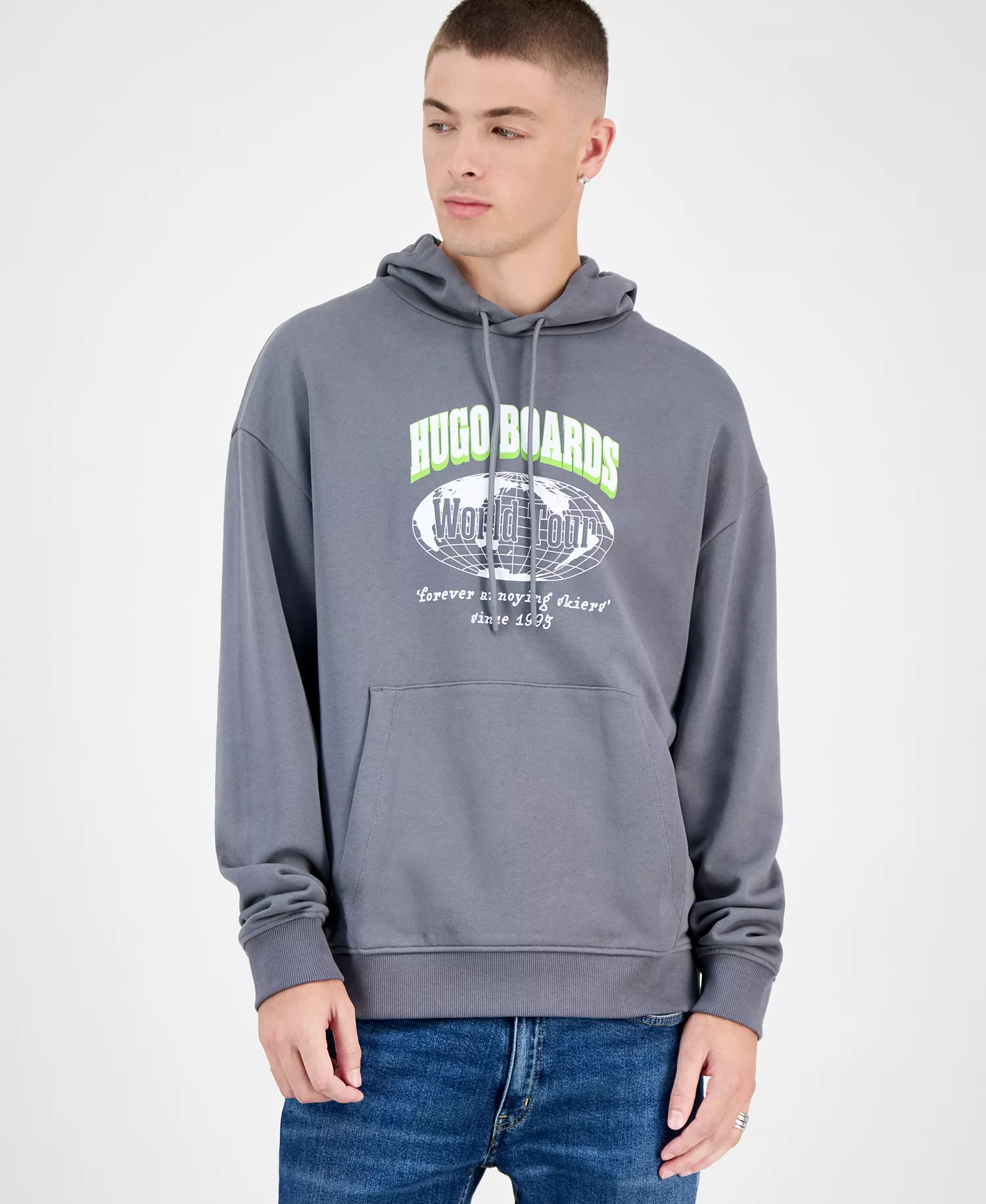 Noldetux Long Sleeve Graphic Hoodie - medium gray - 2XL