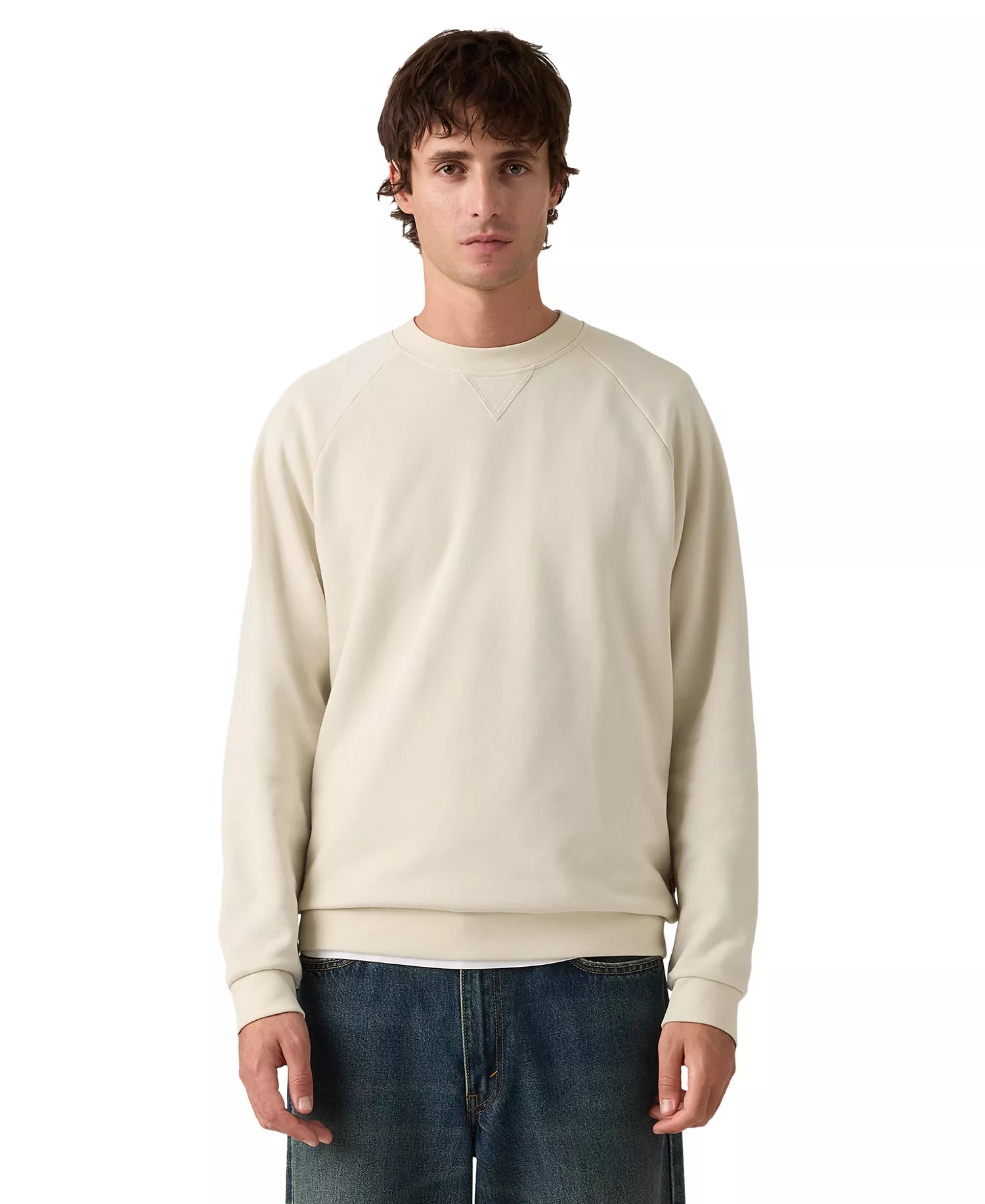 Men's Relaxed-Fit Crewneck Sweatshirt - Cream - 2XL