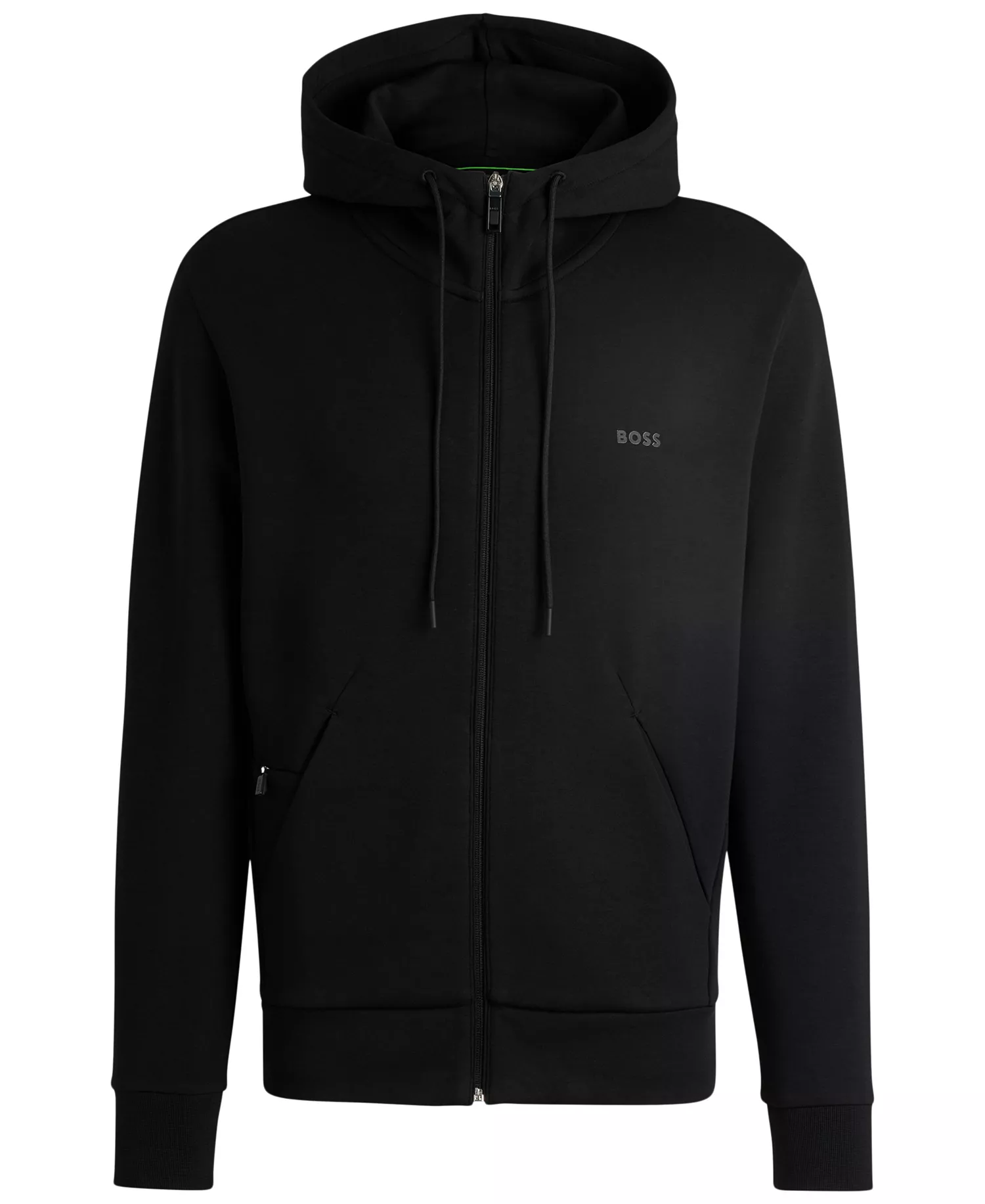 Men's Logo Print Zip-Up Hoodie - Black - L
