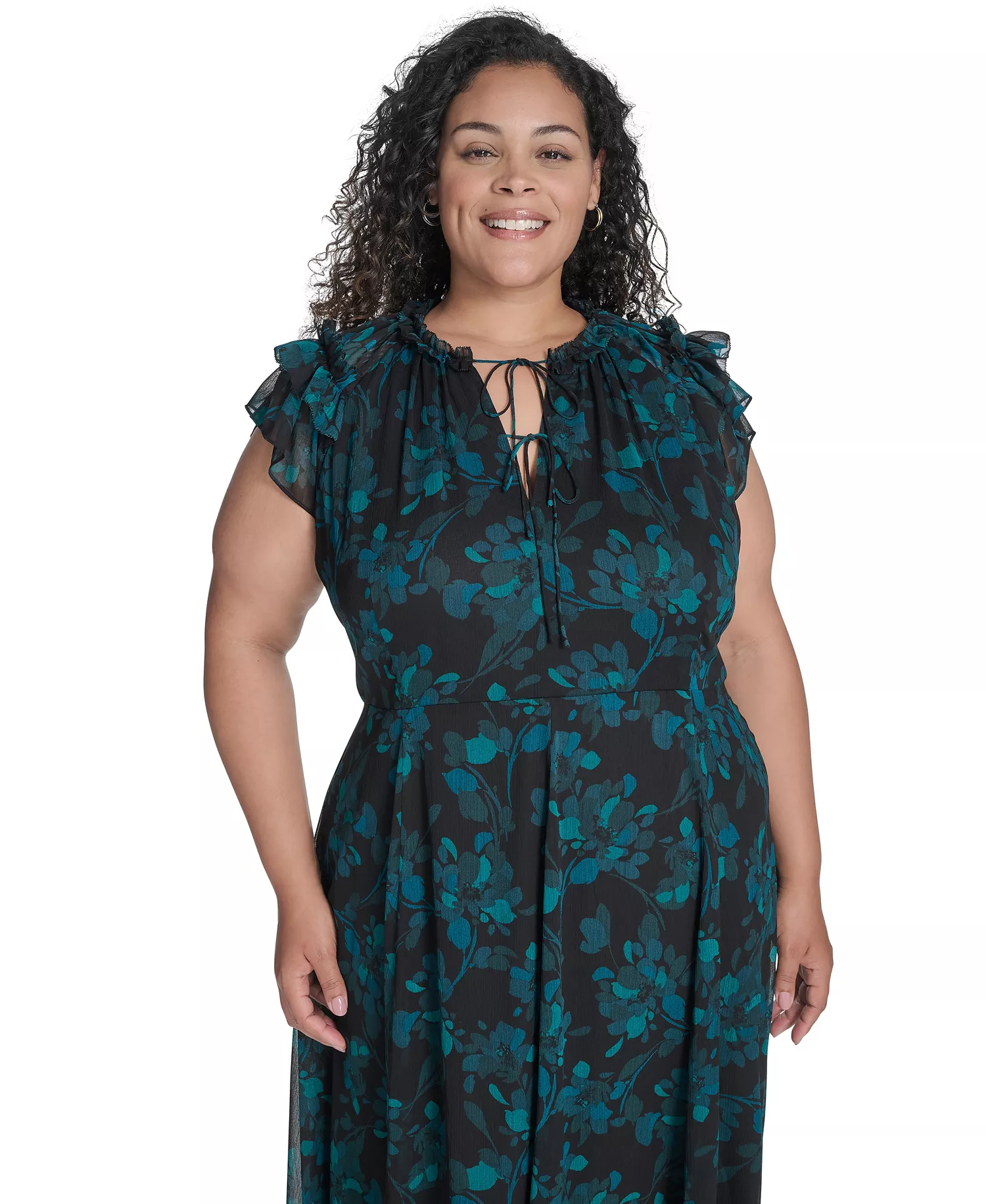 Plus Size Long Sleeve Midi Dress - Cypress Multi - 16W