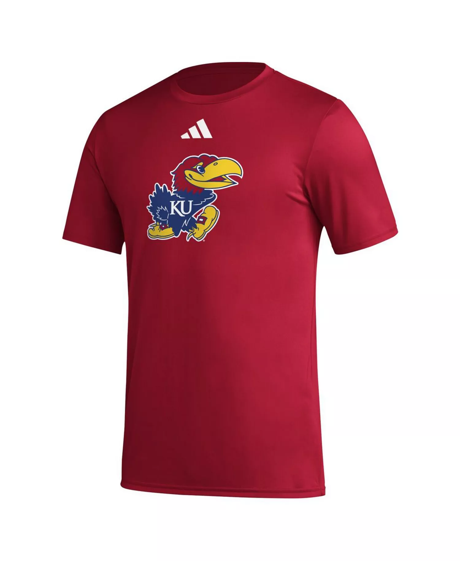 Men's Red Kansas Jayhawks Primary Locker Logo Pre-Game AEROREADY T-Shirt - Red - L