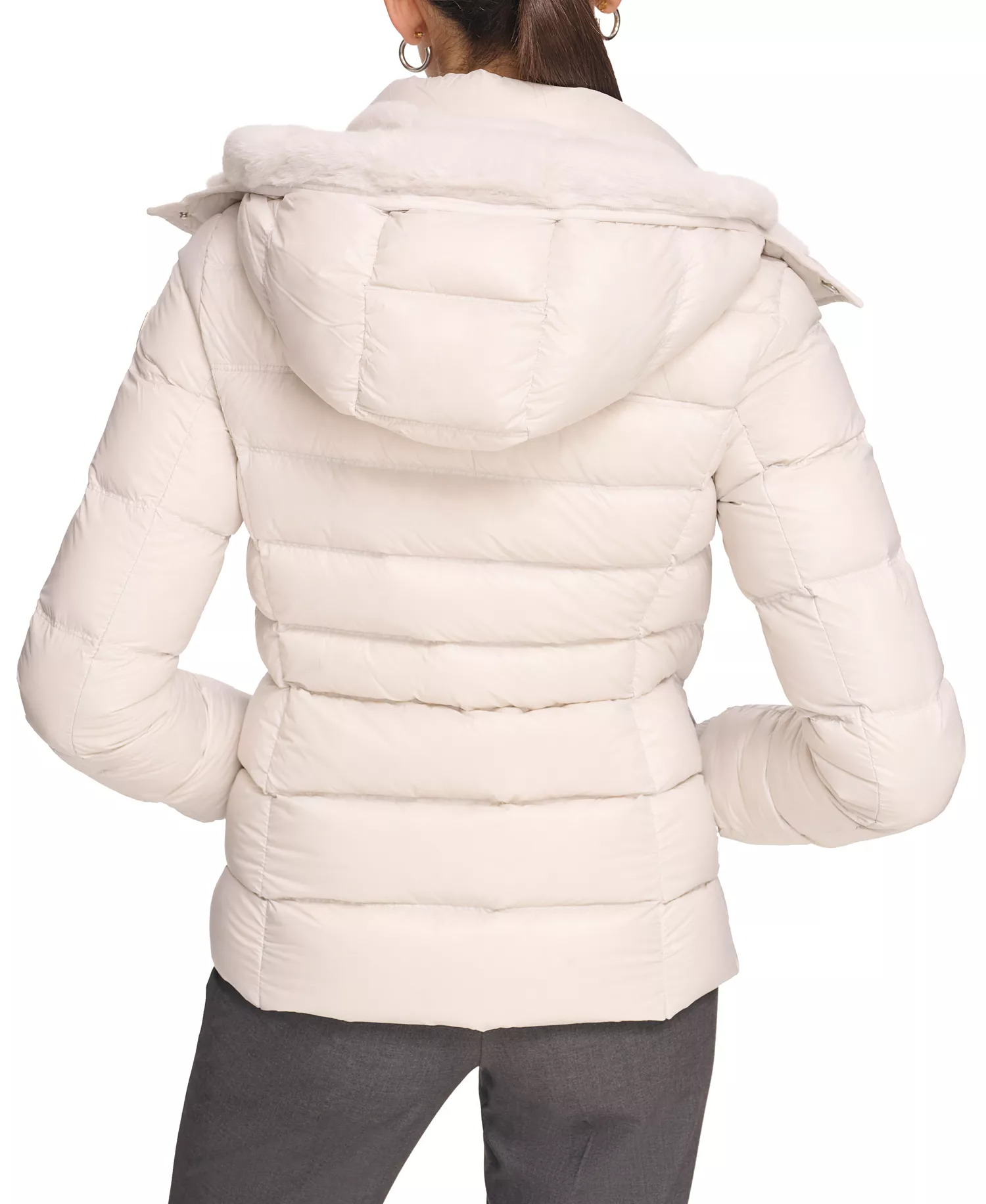 Women's Shine Hooded Down Puffer Jacket - Dove Grey - L