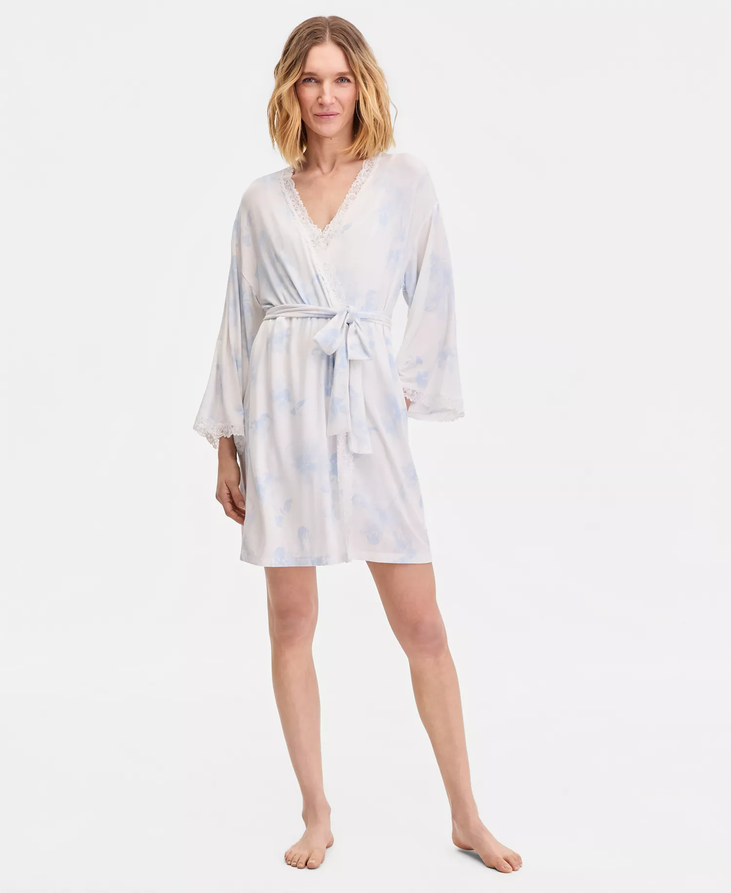 Women's Lace-Trim Knit Wrap Robe, Exclusively at Macy's - Amira Blooms - 2XL
