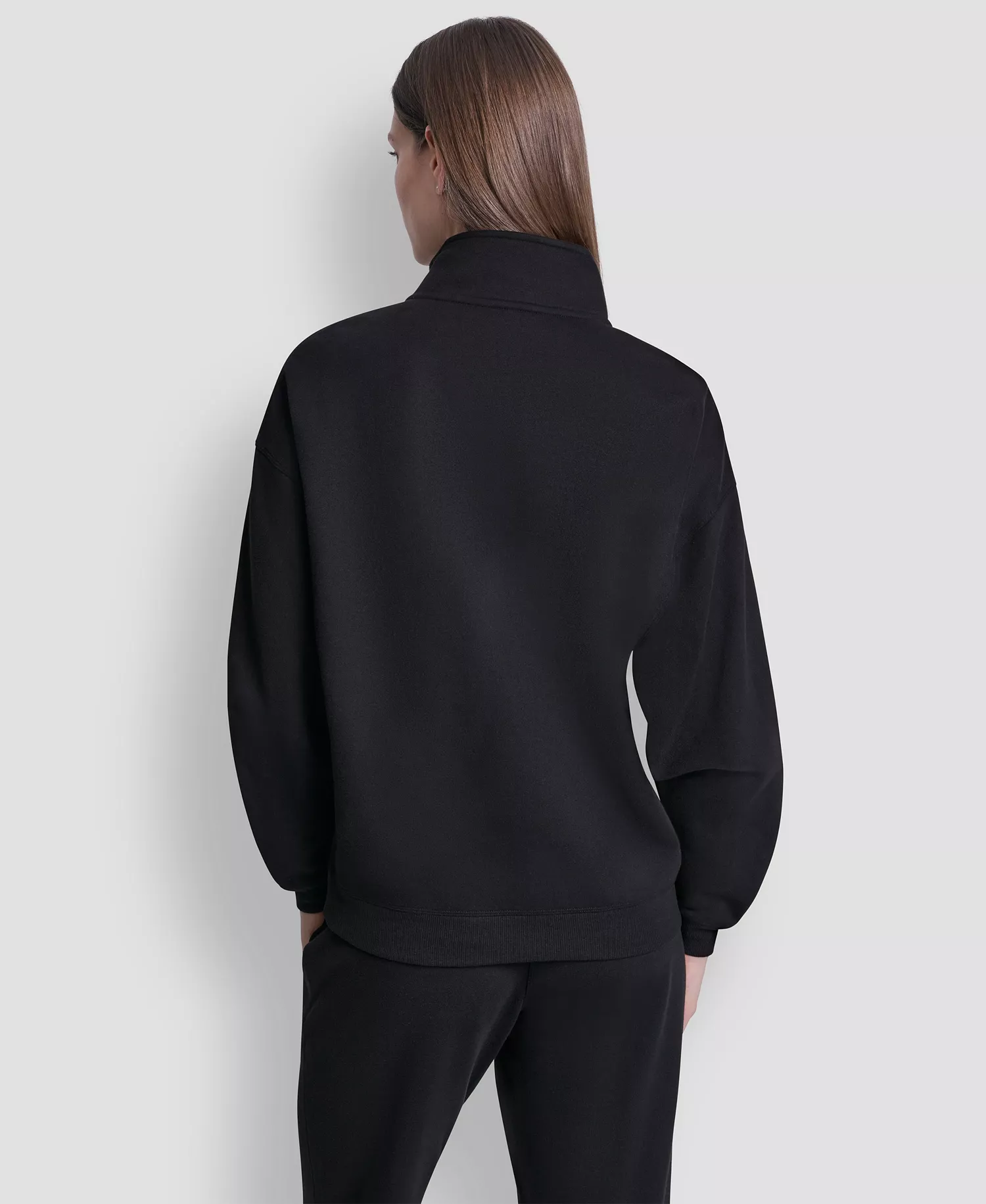 Women's Classic Logo Elastic Oversized Quarter-Zip Top - Black - L