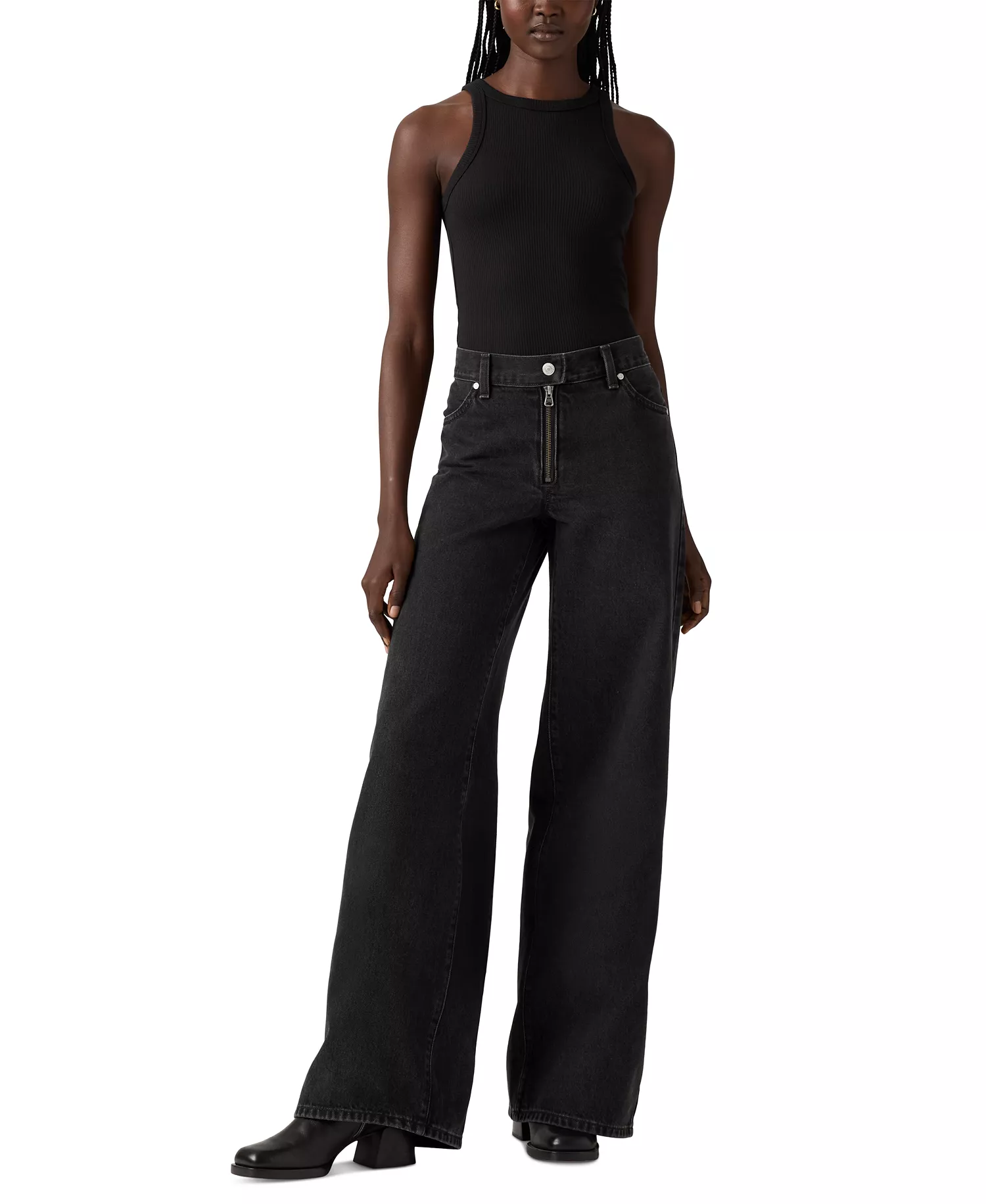 Women's Cotton '94 Mid-Rise Wide-Leg Moto Jeans - Moto Queen - 0