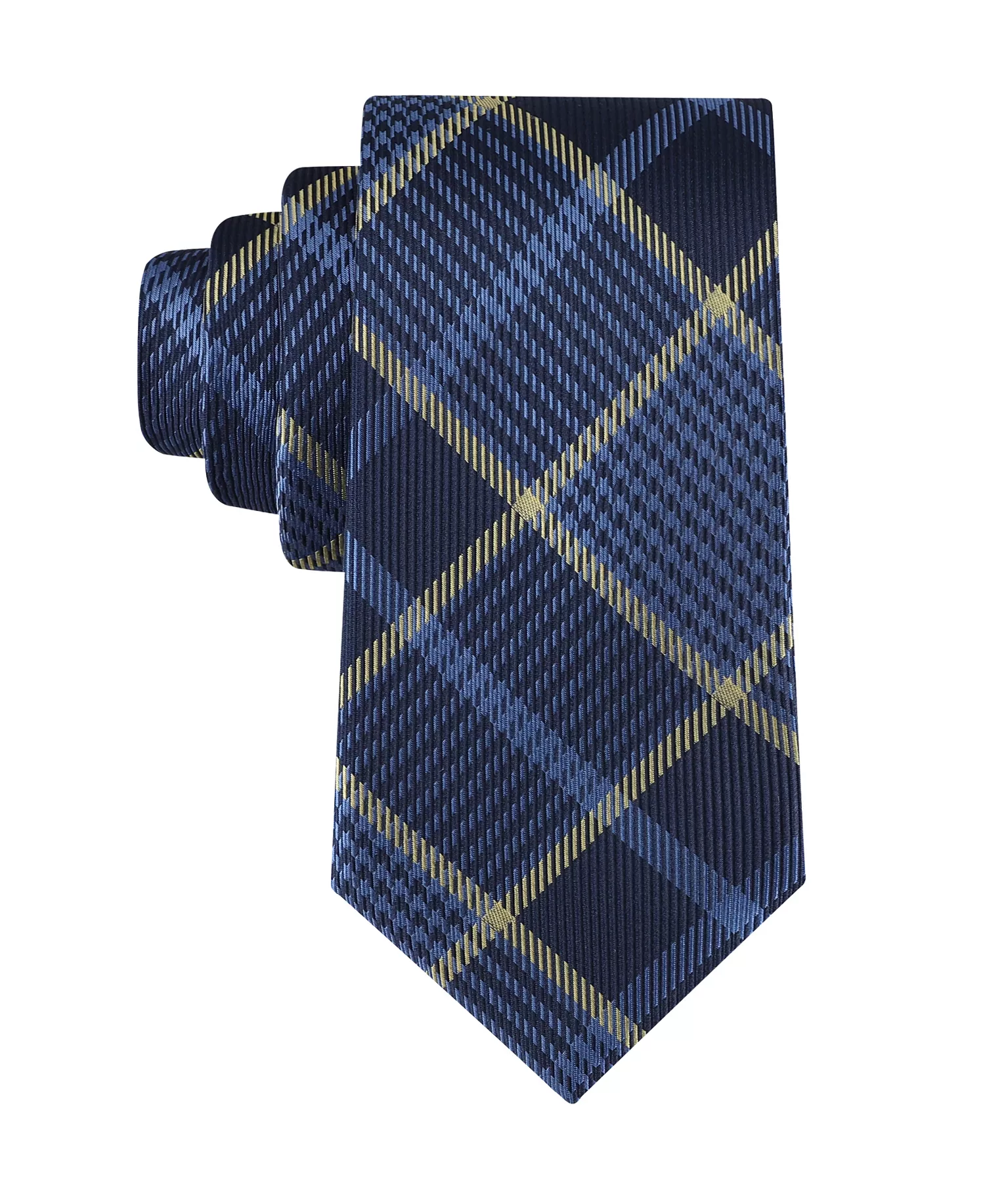 Men's Graydon Plaid Pattern Tie - Navy/yellow - ONE SIZE