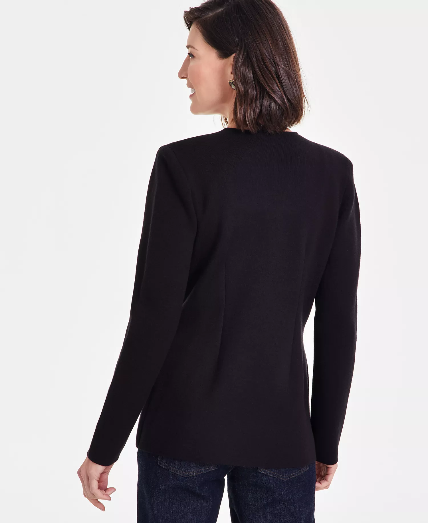Women's Sweater Blazer, Created for Macy's - Deep Black - L