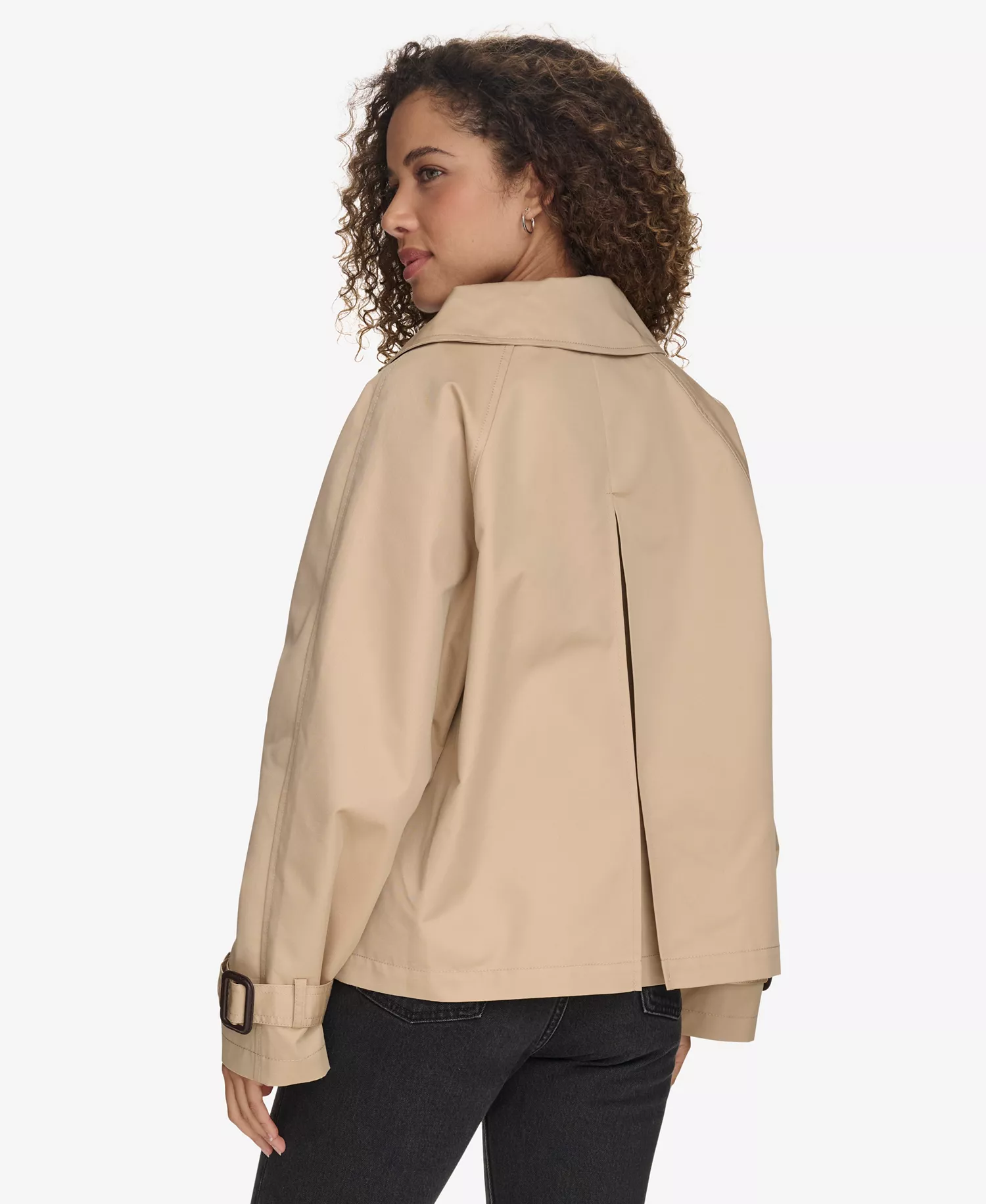 Women's Regular Short Double Breasted Trench Coat - Khaki - L