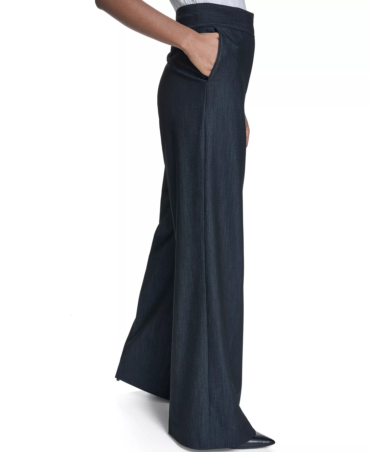 Women's Faux Denim Wide Leg Pants - Indigo - 10