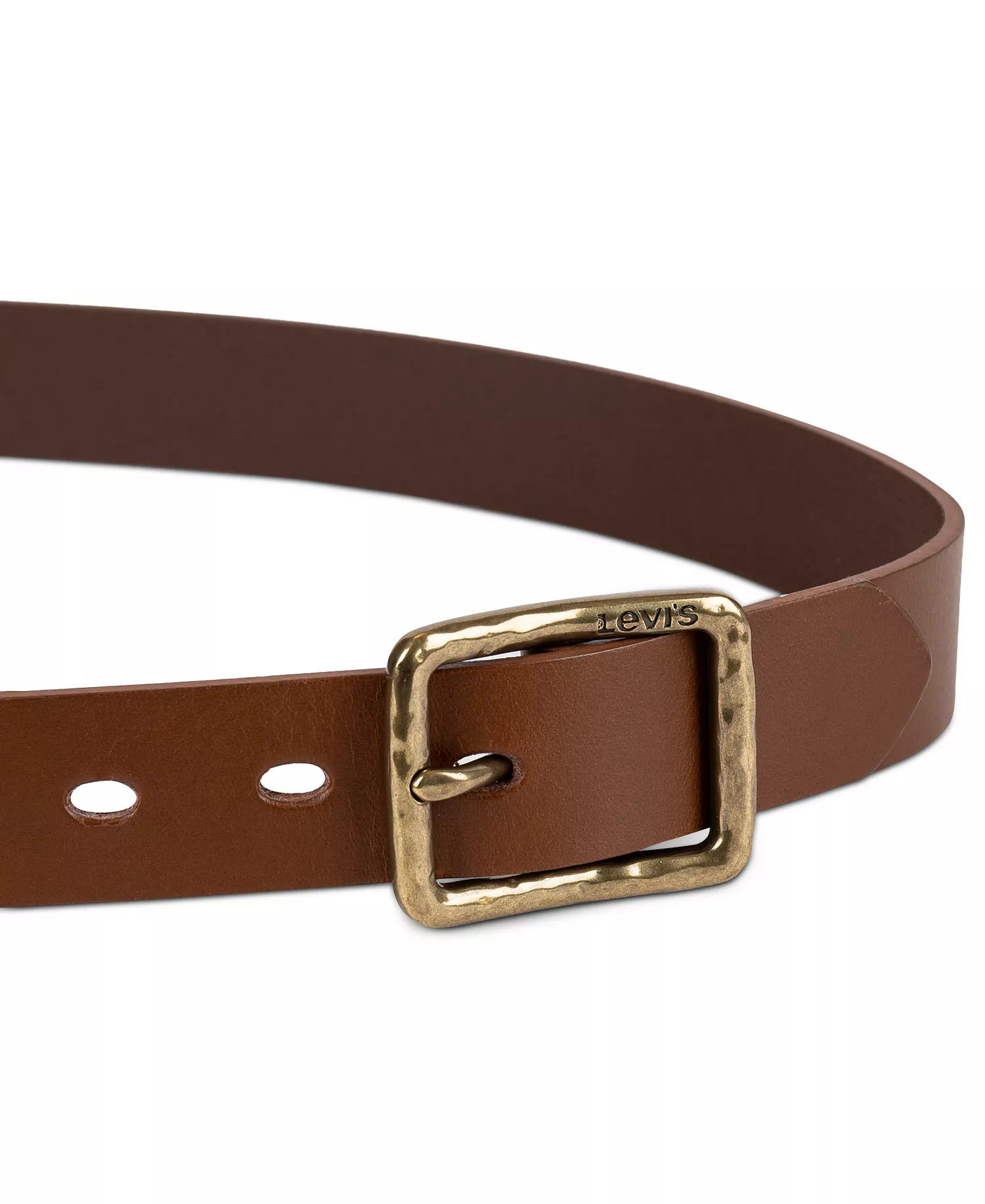 Women's Hammered Center Bar Buckle Casual Leather Belt - Tan - L