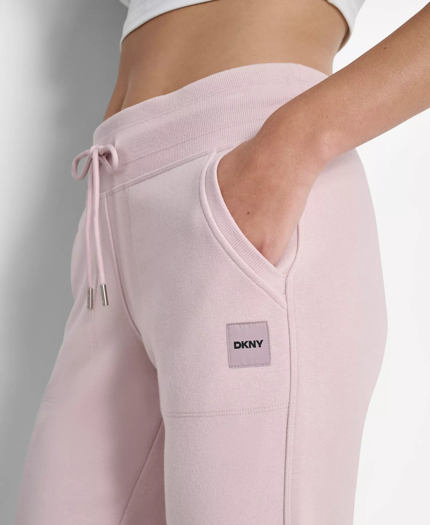 Women's Tonal Logo Patch Rib Trim Side Pockets Jogger - Allure - L