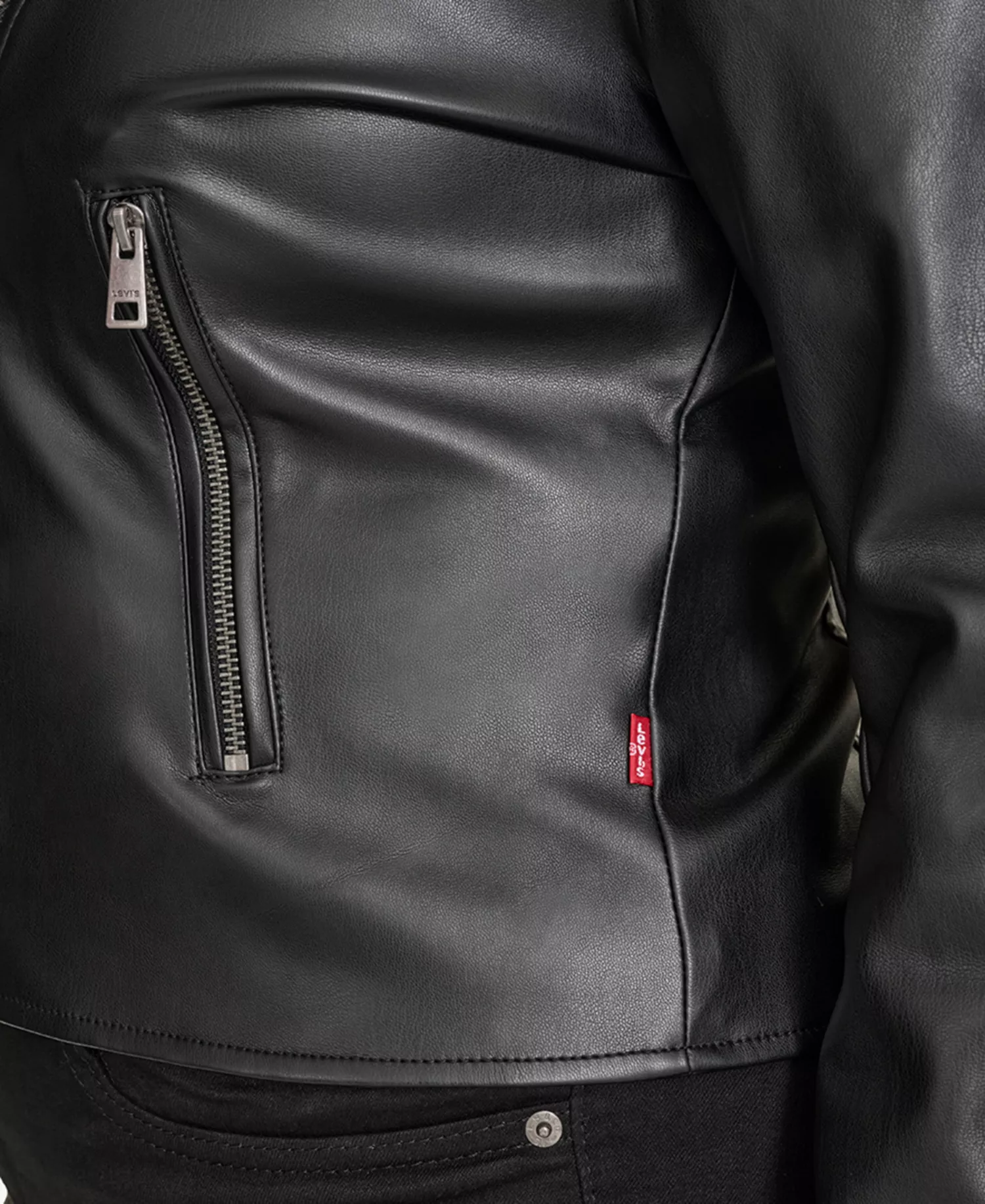 Plus Size Faux-Leather Asymmetrical-Zipper Moto Jacket - Black - 1X