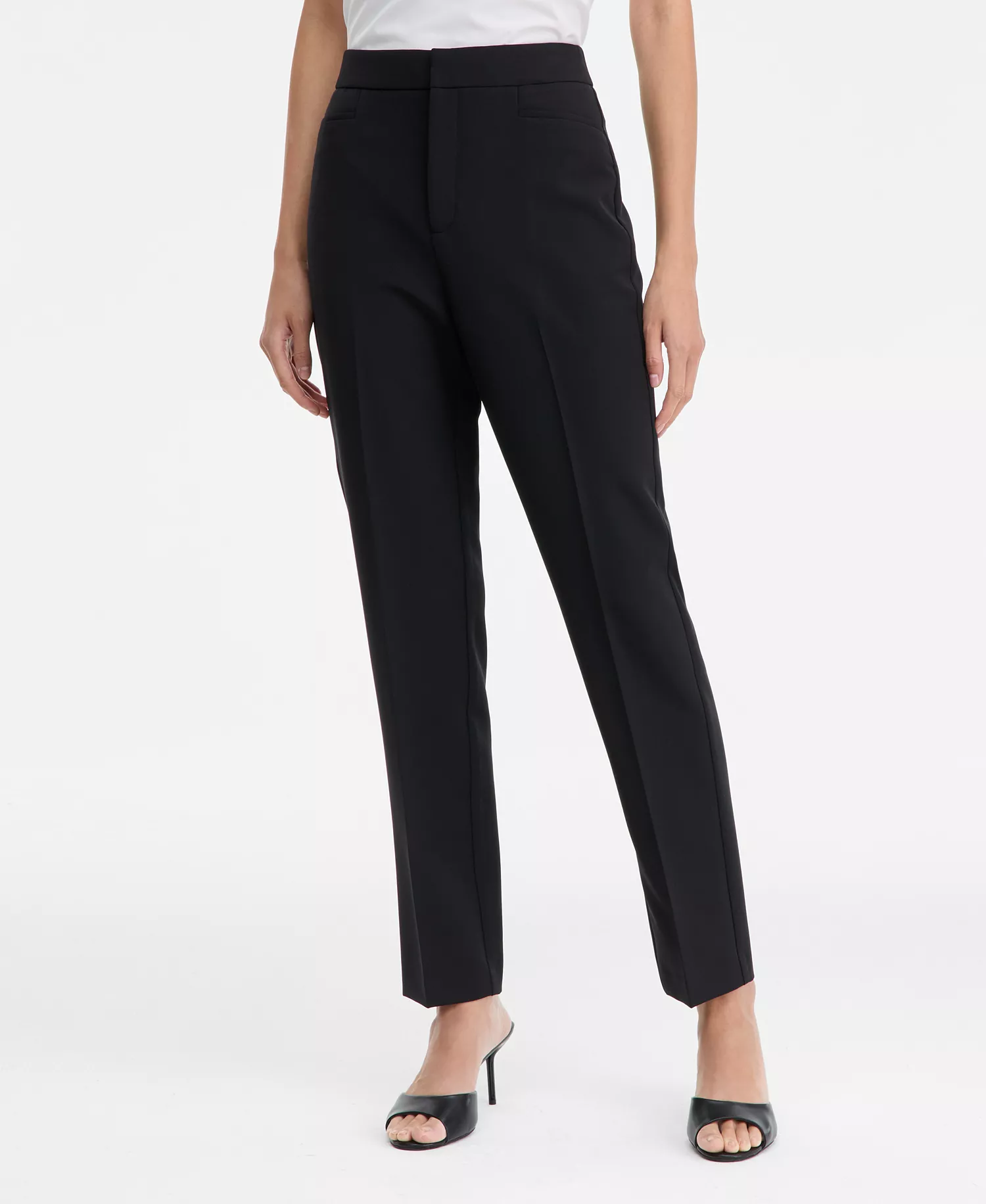 Women's High-Rise Straight-Leg Pants, Macy's Exclusive - Deep Black - 2