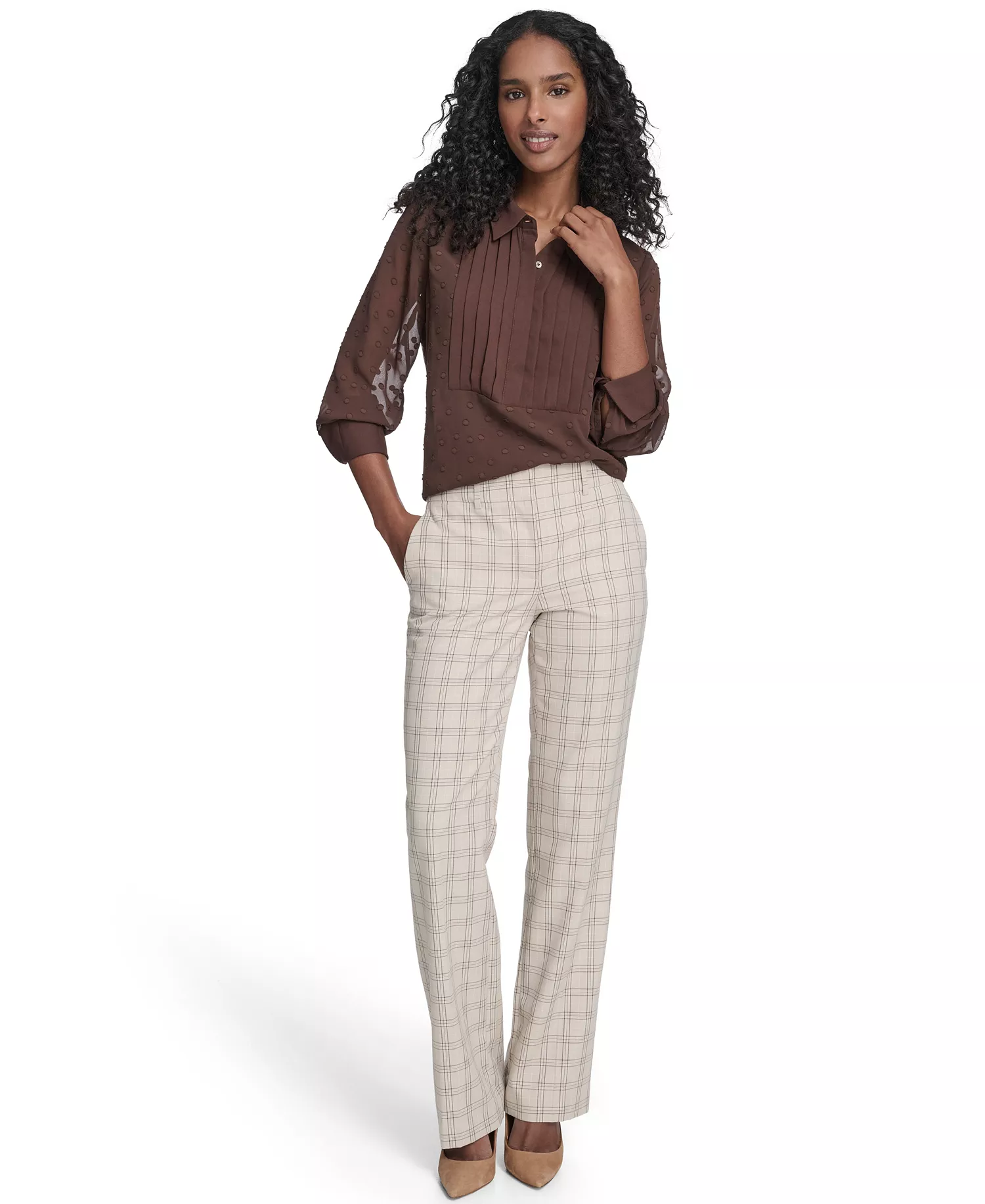 Women's Clip Dot Pleated Bib Top - Chicory - L