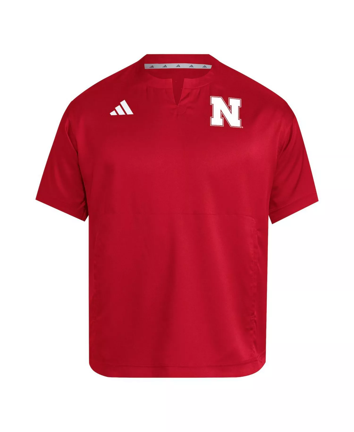 Men's Red Nebraska Huskers Dugout Coaches Adizero Notch Neck Pullover Sweatshirt - Red - L