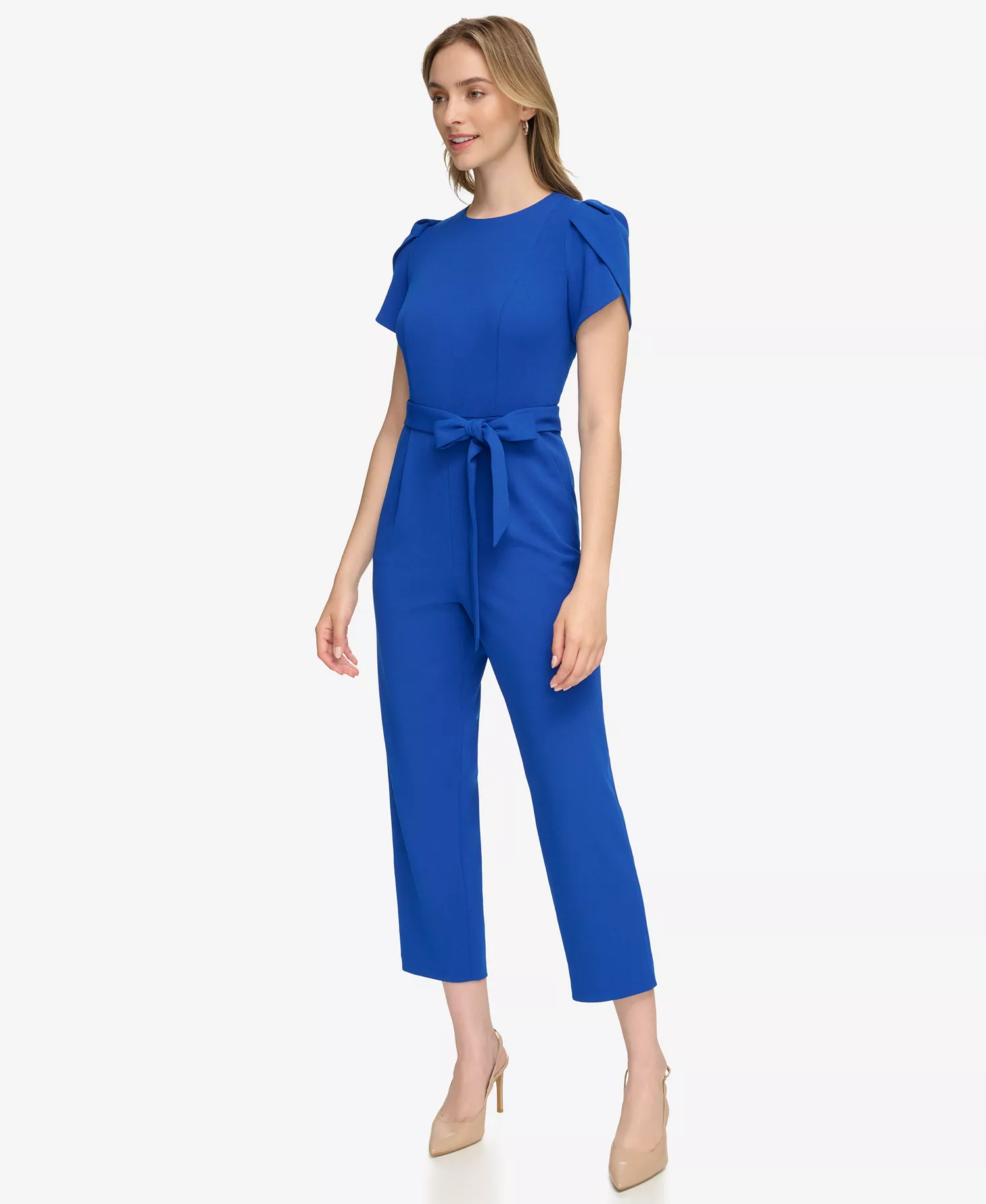 Women's Belted Tulip-Sleeve Jumpsuit - Regatta - 10