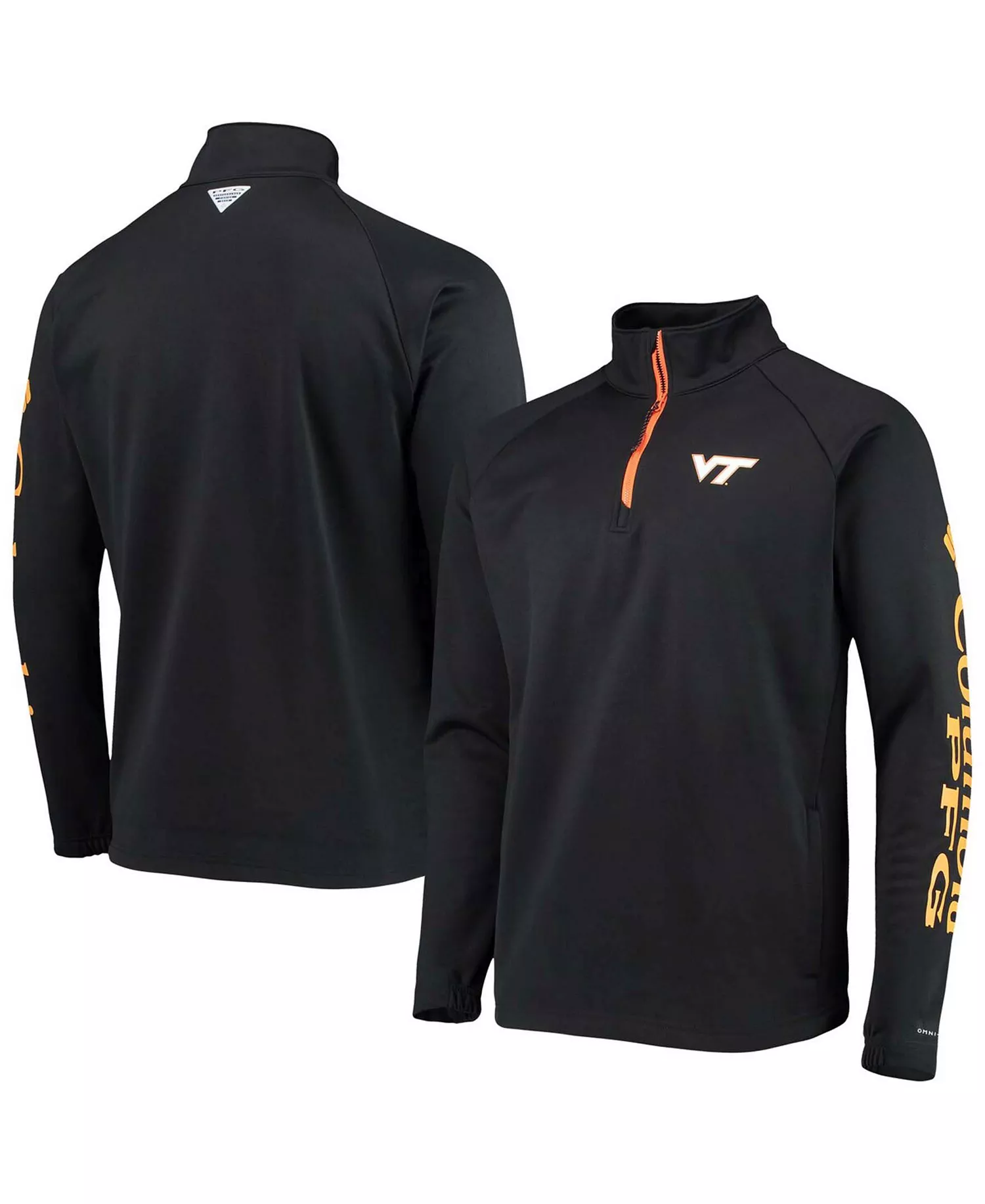 Men's Black Virginia Tech Hokies Terminal Tackle Fleece Raglan Omni-Shade Quarter-Zip Jacket - Black - L