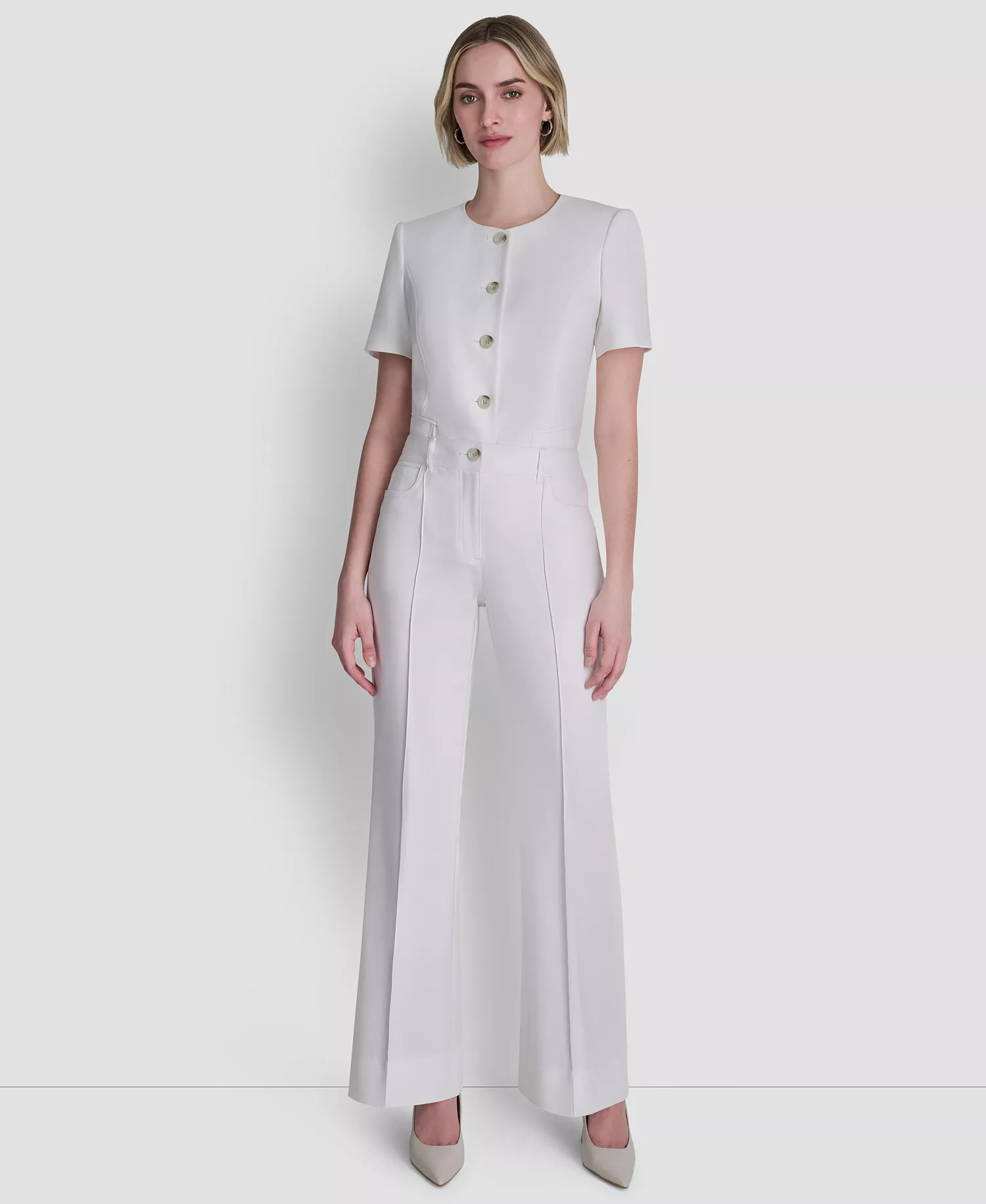 Women's Straight Leg Pintuck Pants - Ivory - 10