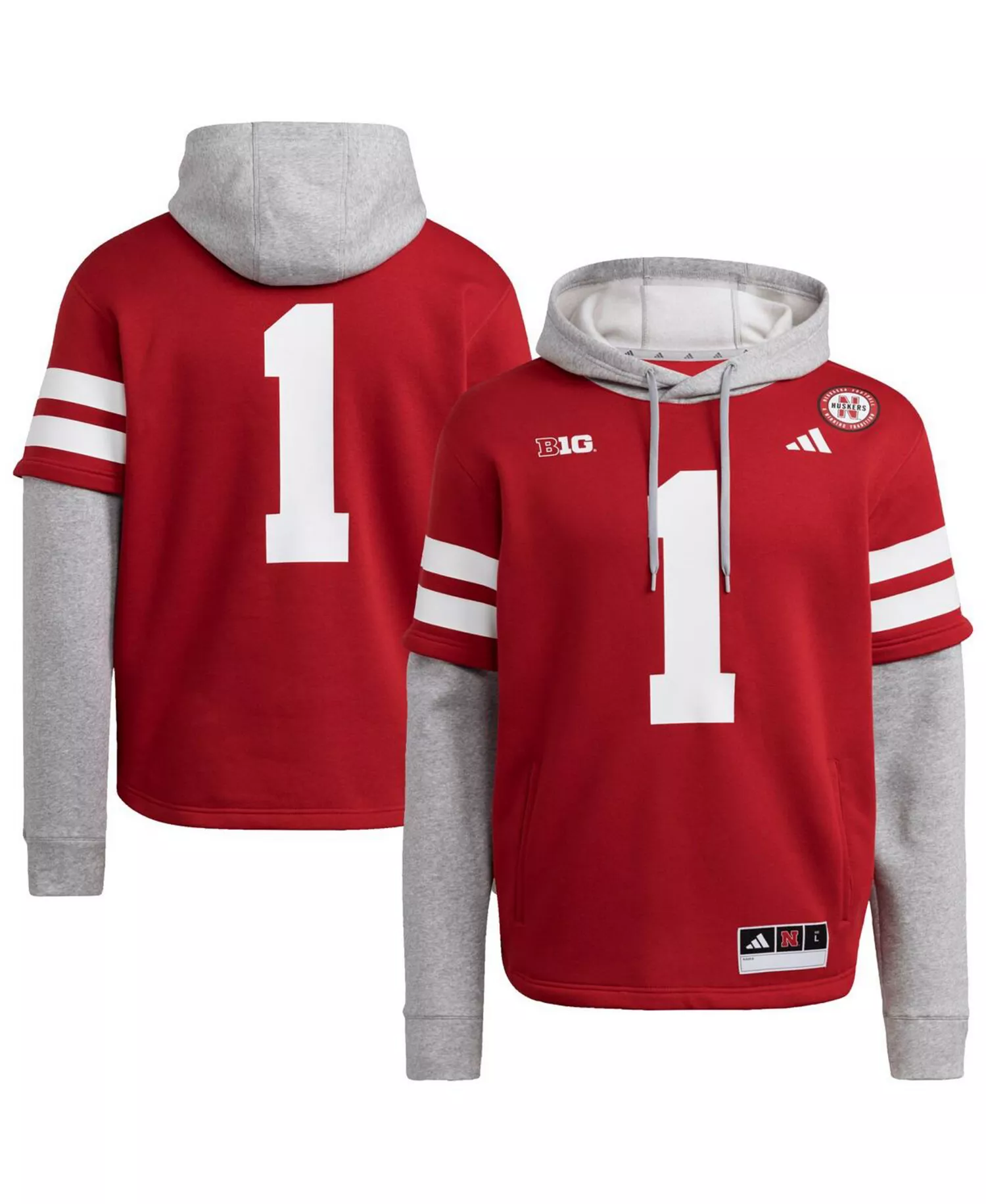 Men's Red Nebraska Huskers Jersey Pullover Hoodie - Scarlet - L
