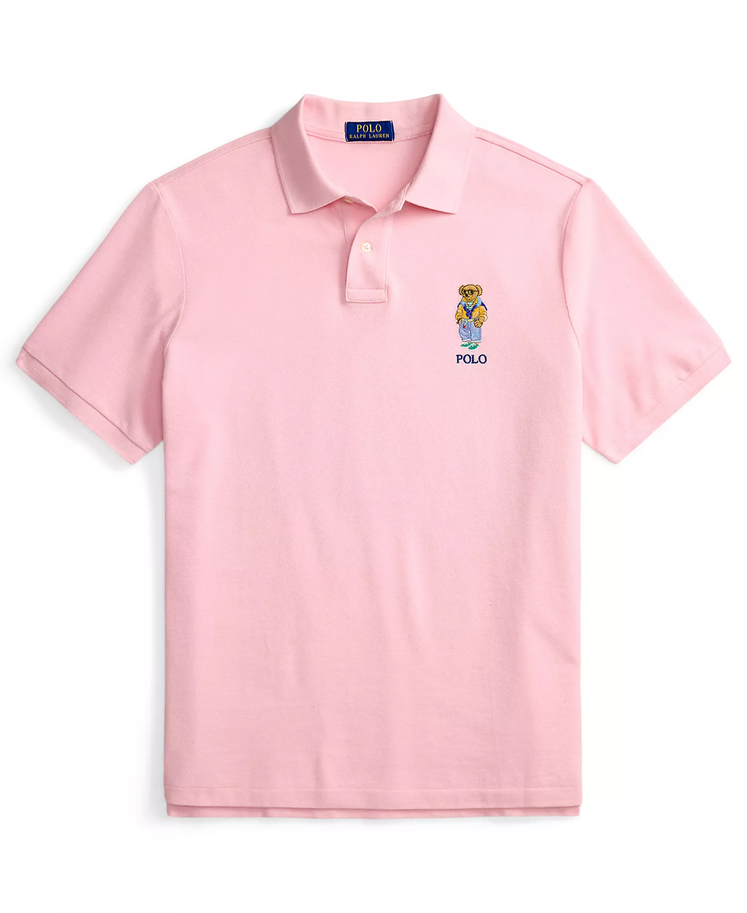 Men's Bear Mesh Polo Shirt - Garden Pink Summer Bear - 2XL