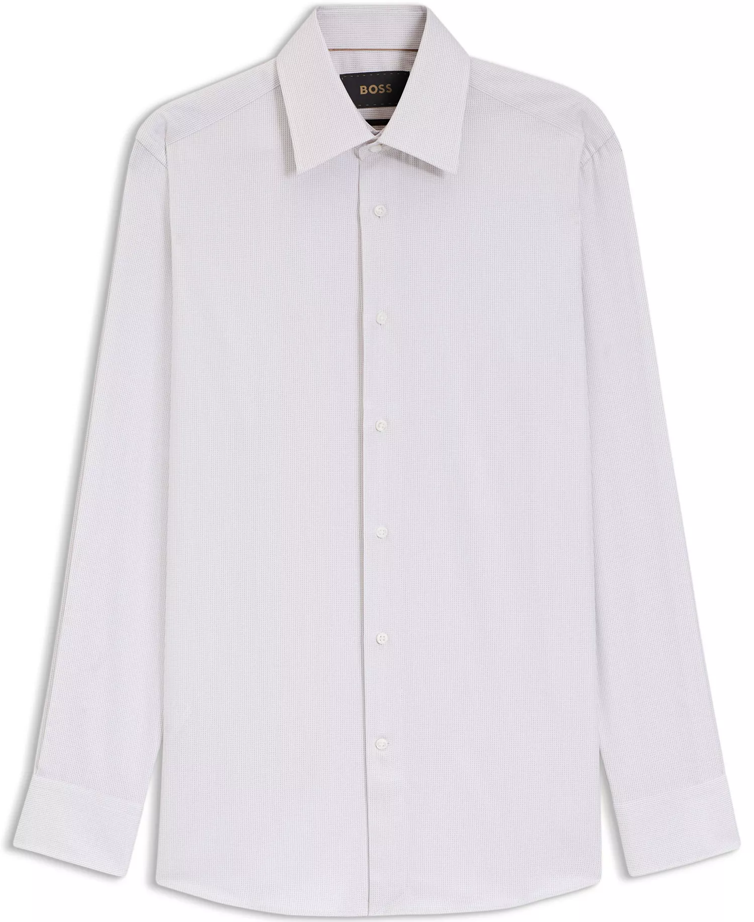 Men's Italian-Made Structured Cotton Slim-Fit Dress Shirt - Dark Beige - 15.5