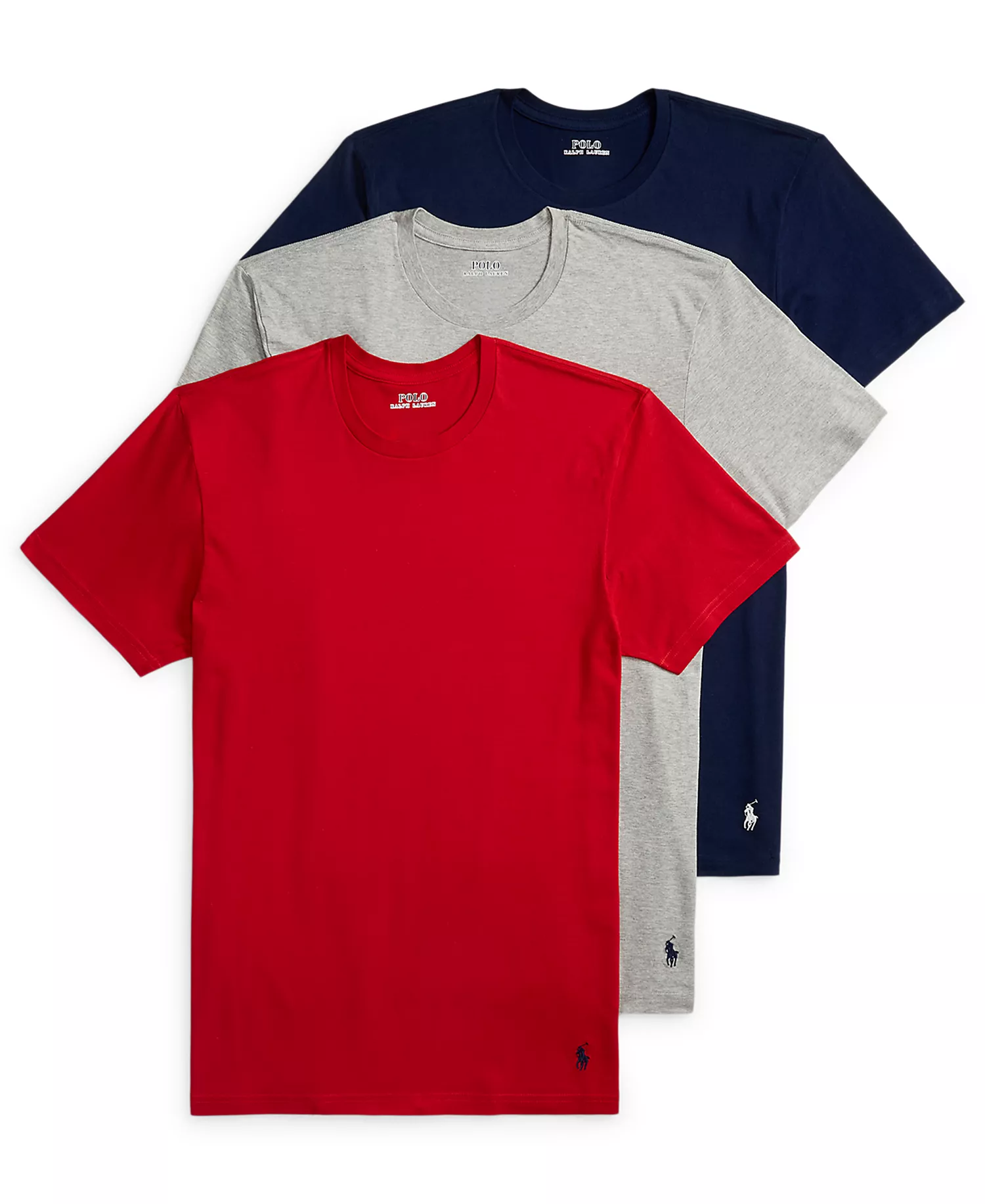 Men's 3-Pack Classic Fit Crewneck Undershirts - Red/Andover Heather/Cruise Navy - L
