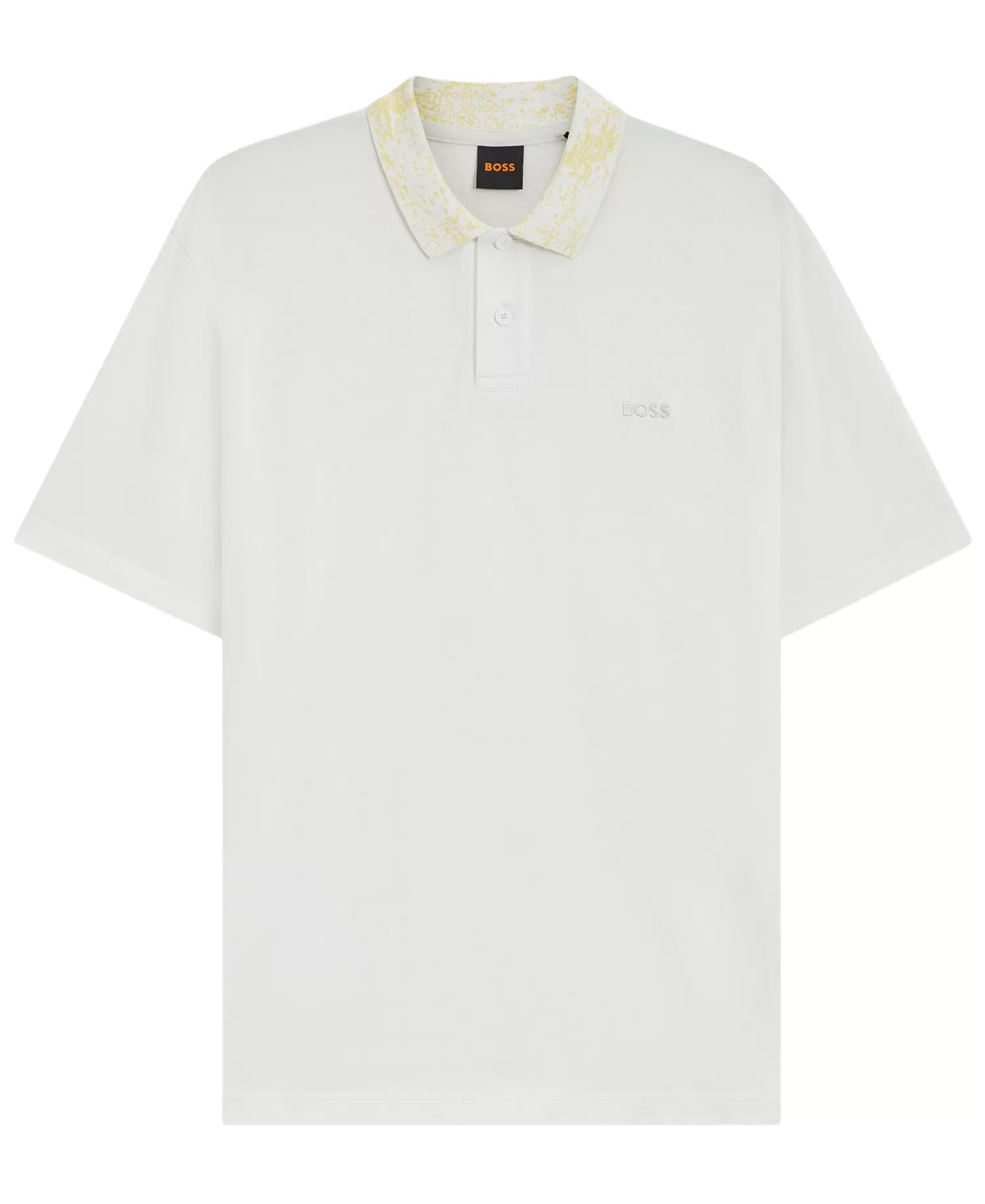 Men's Cotton-Pique Patterned Collar Polo Shirt - Natural - L