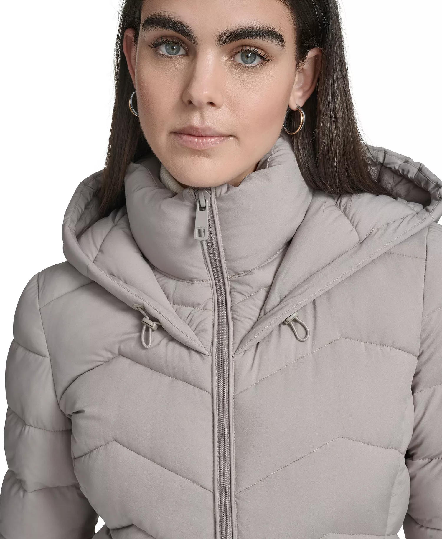 Women's Short Zip-Up Hooded Puffer Coat - Atmosphere - L