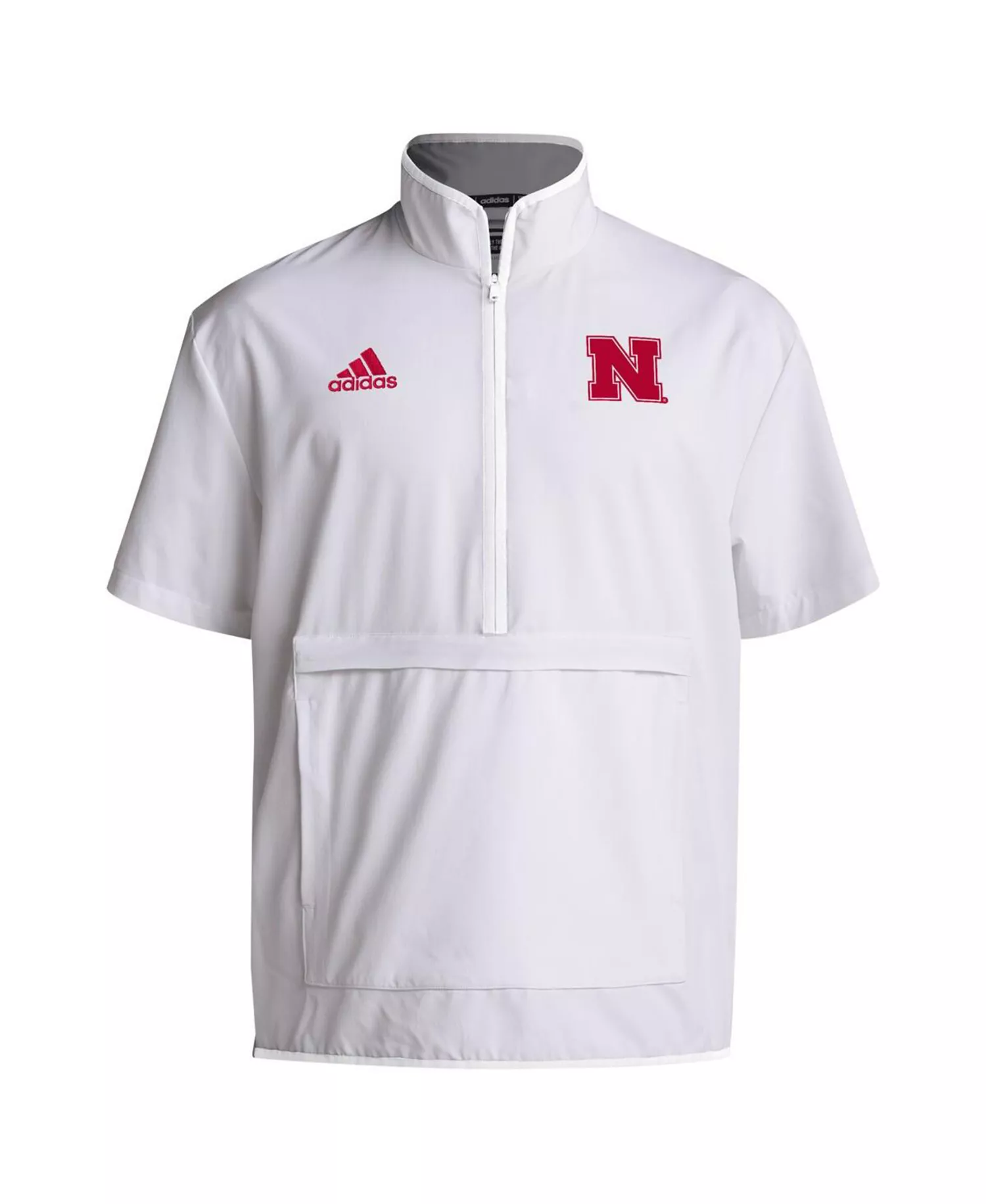 Men's White Nebraska Huskers Coaches Sideline Half-Zip Short Sleeve Jacket - White - M