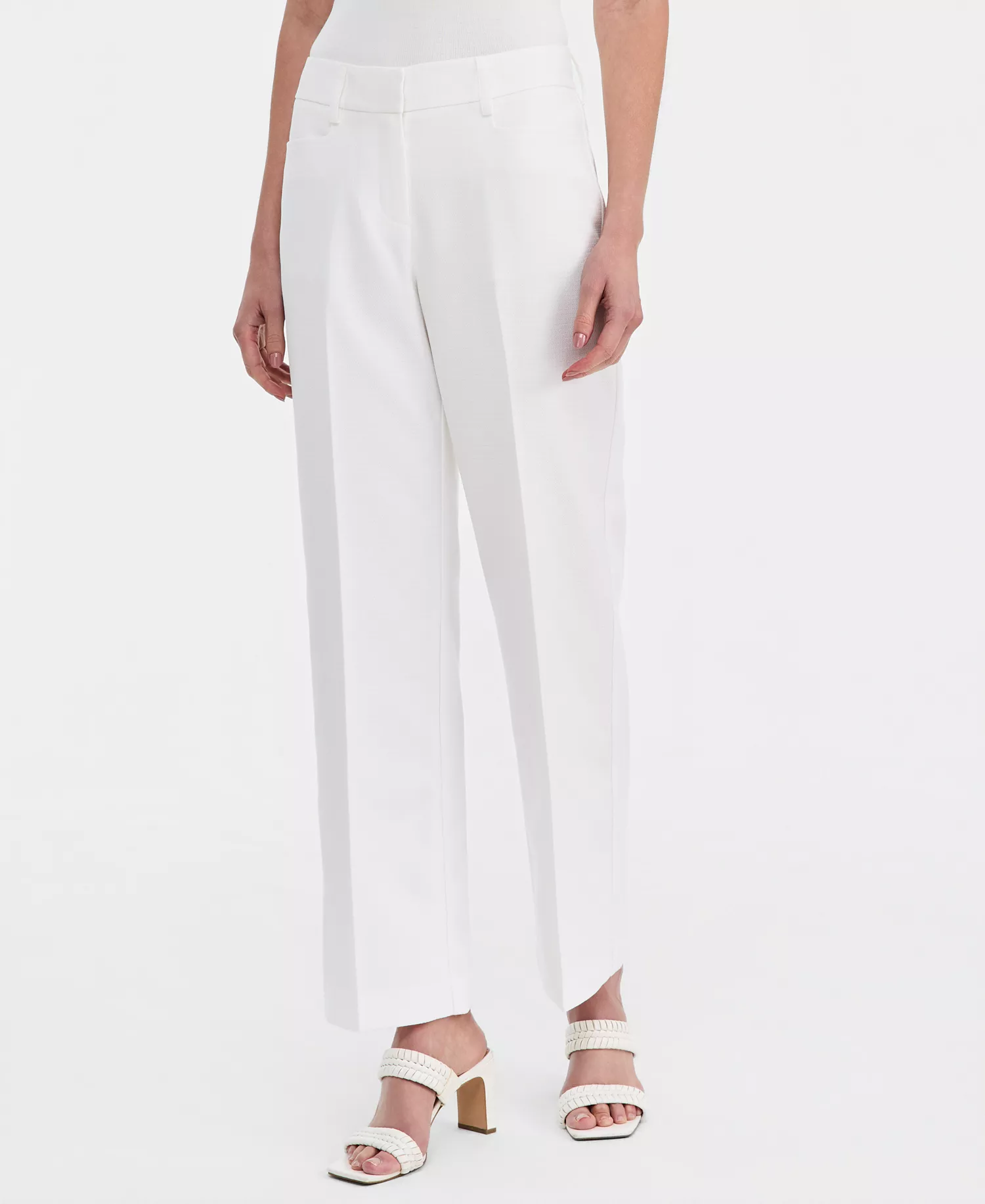 Petite Stretch Mid-Rise Flare Pants - Ivory - 10P