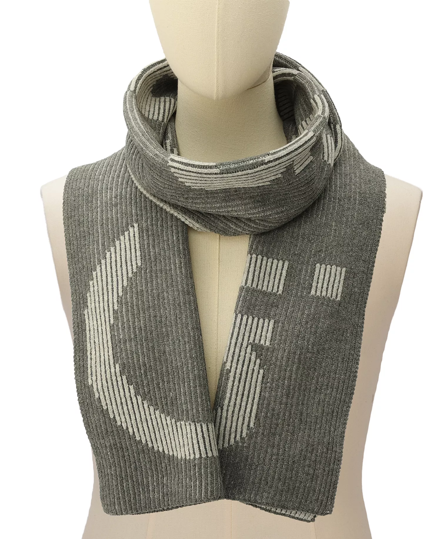 Men's Plaited Logo Scarf - Medium Grey - ONE SIZE