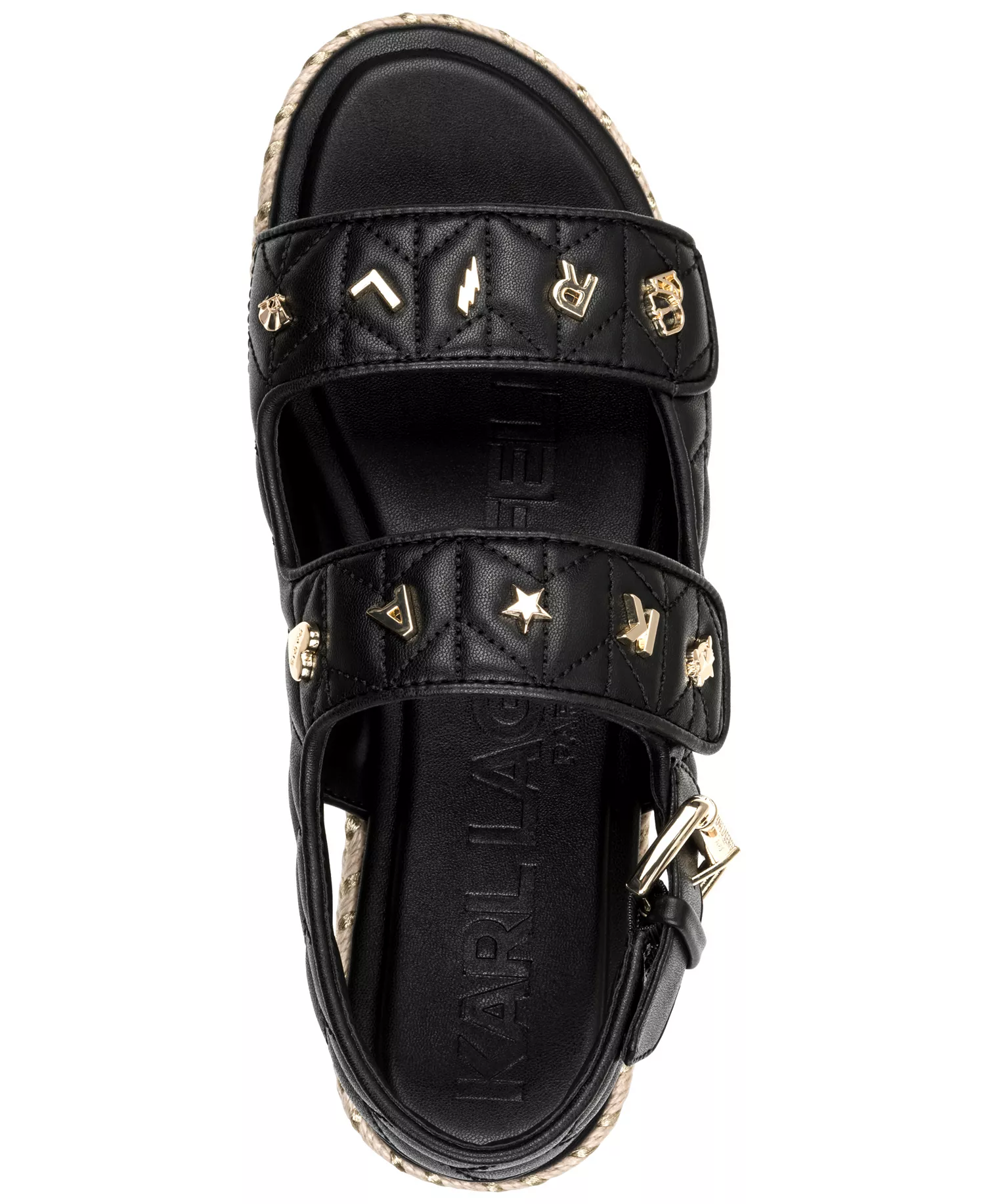 Women's Charlay Studs Flat Espadrille Sandals - Black - 10