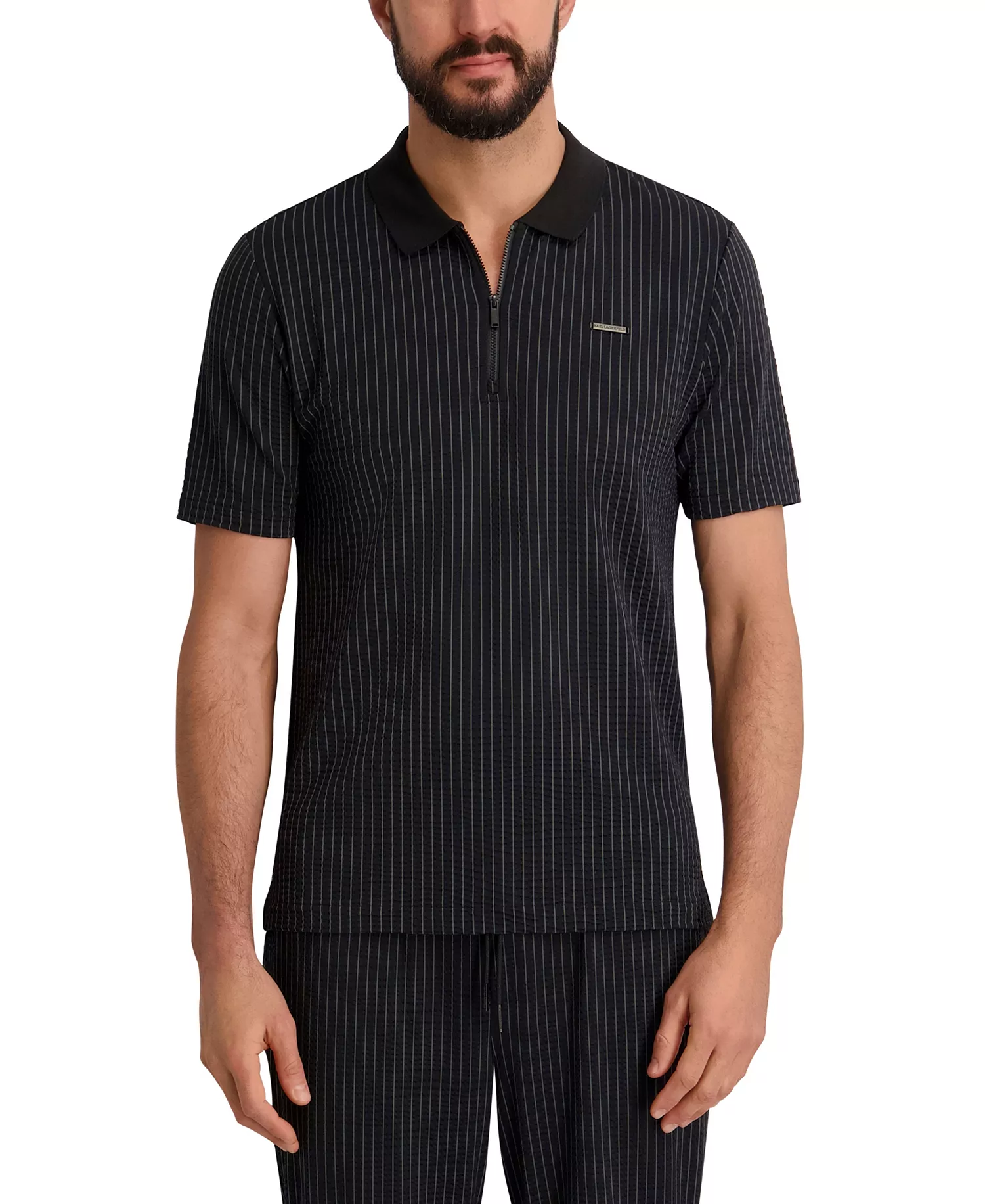 Men's Performance Striped Polo Shirt - Black - 2XL
