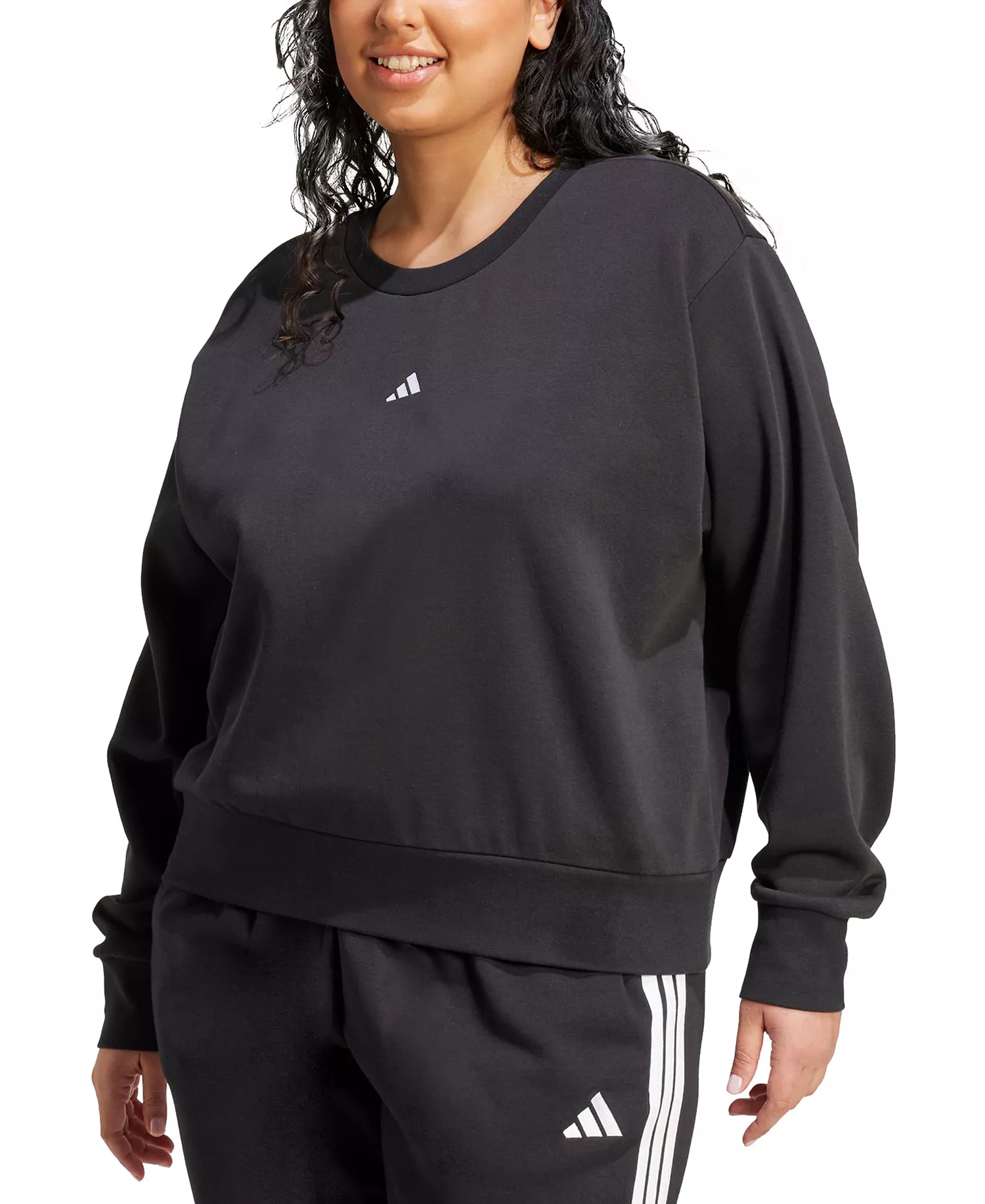Plus Size Essentials Small-Logo Fleece Sweatshirt - Black - 1X